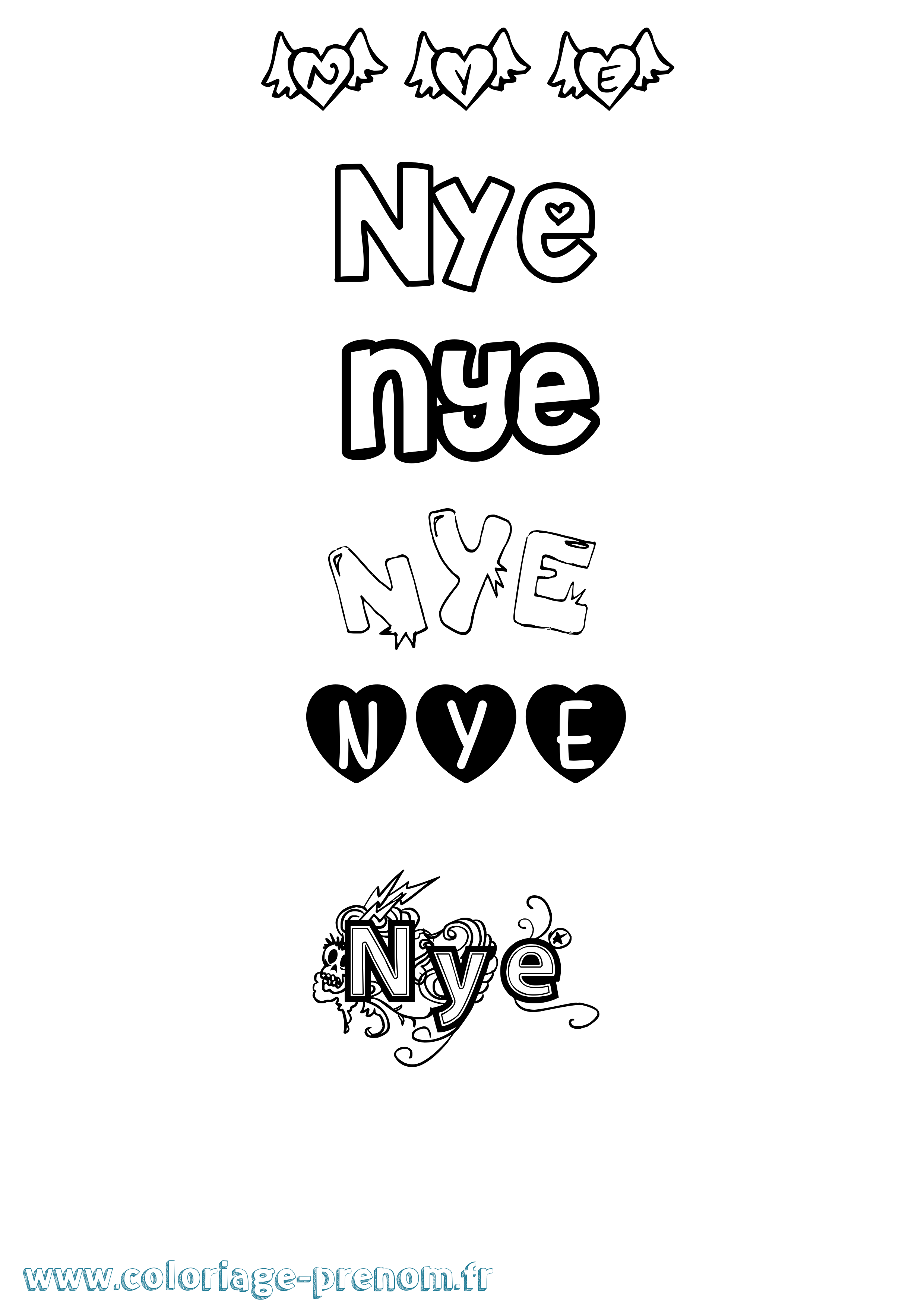Coloriage Nye Girly Coloriage prénom Nye Girly