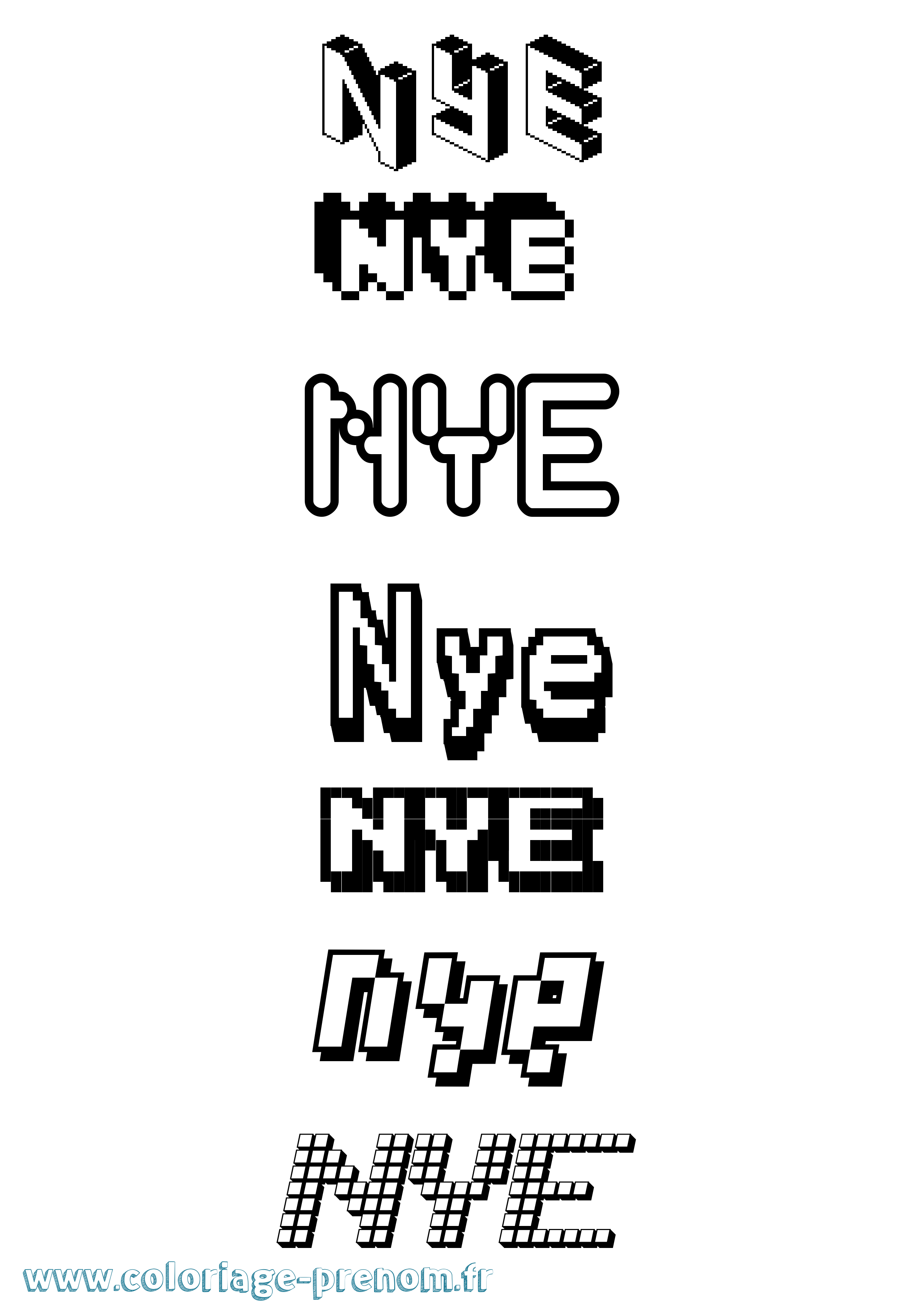 Coloriage Nye Pixel Coloriage prénom Nye Pixel