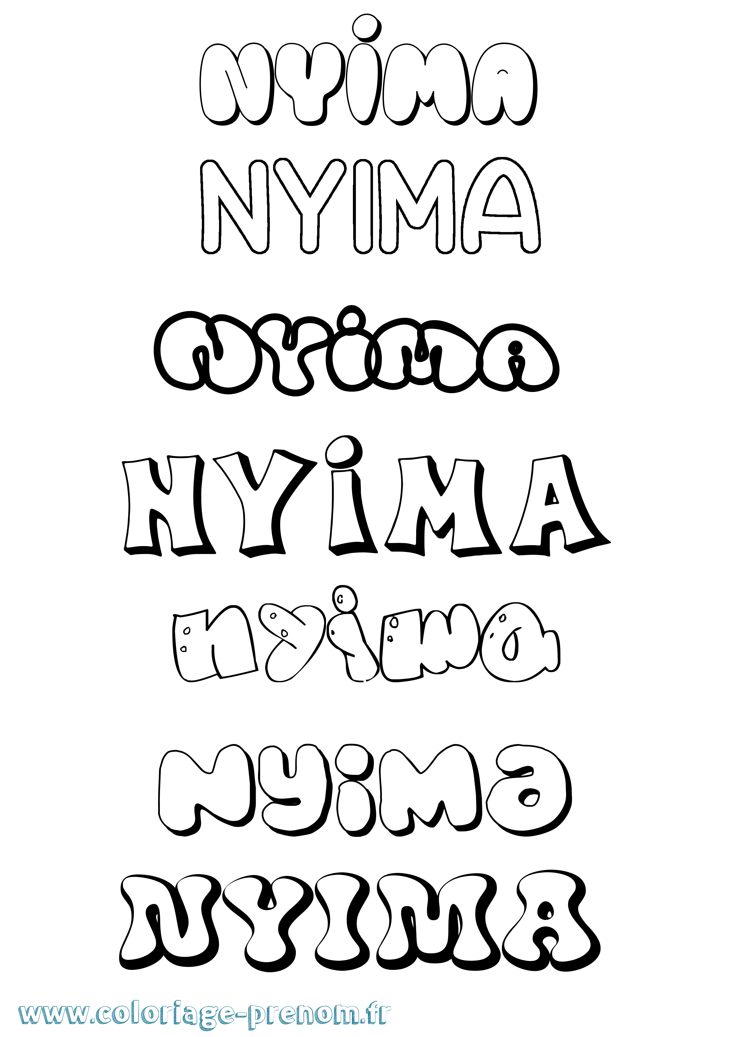 Coloriage Nyima Bubble Coloriage prénom Nyima Bubble