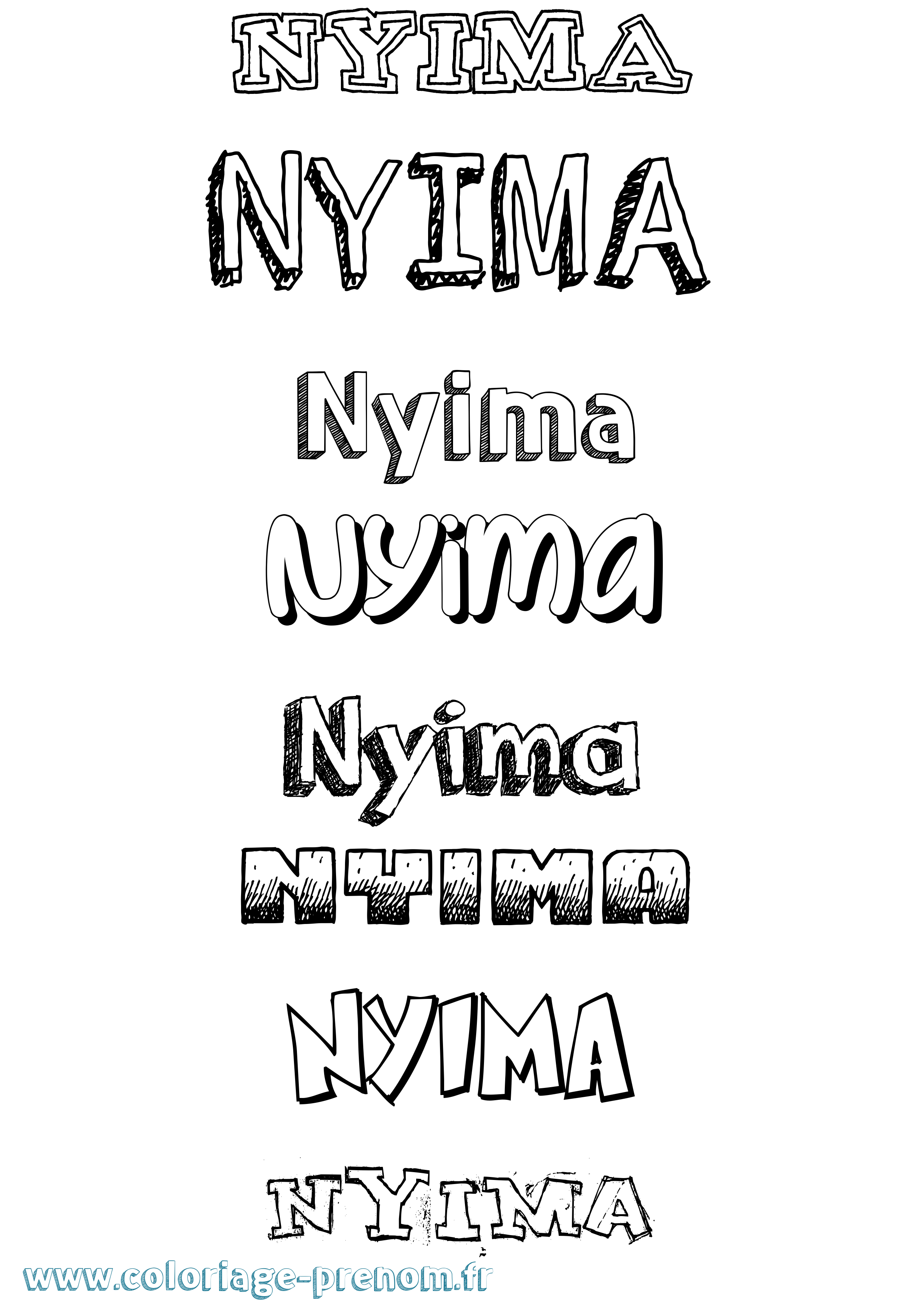 Coloriage Nyima Dessiné Coloriage prénom Nyima Dessiné
