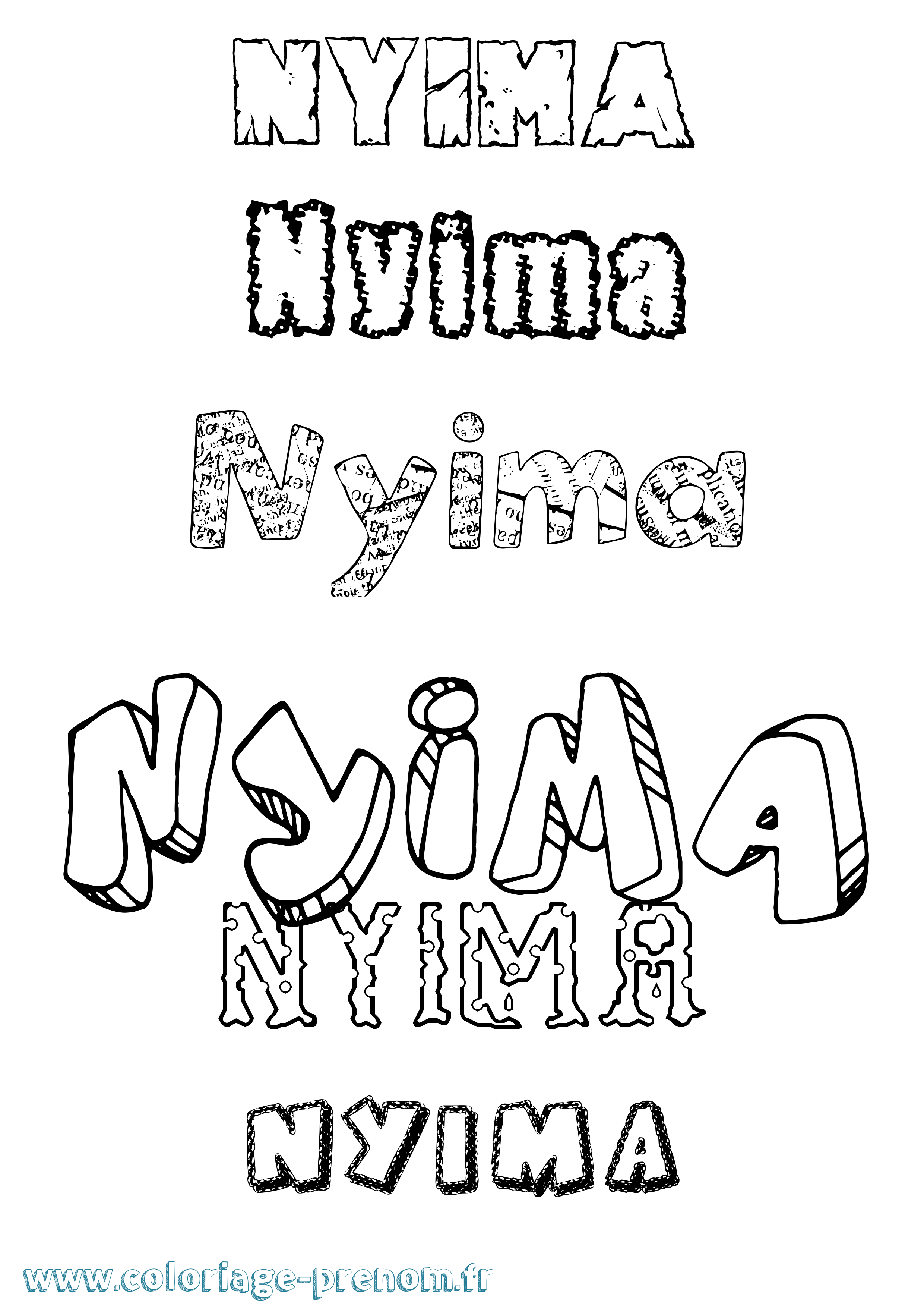 Coloriage Nyima Destructuré Coloriage prénom Nyima Destructuré