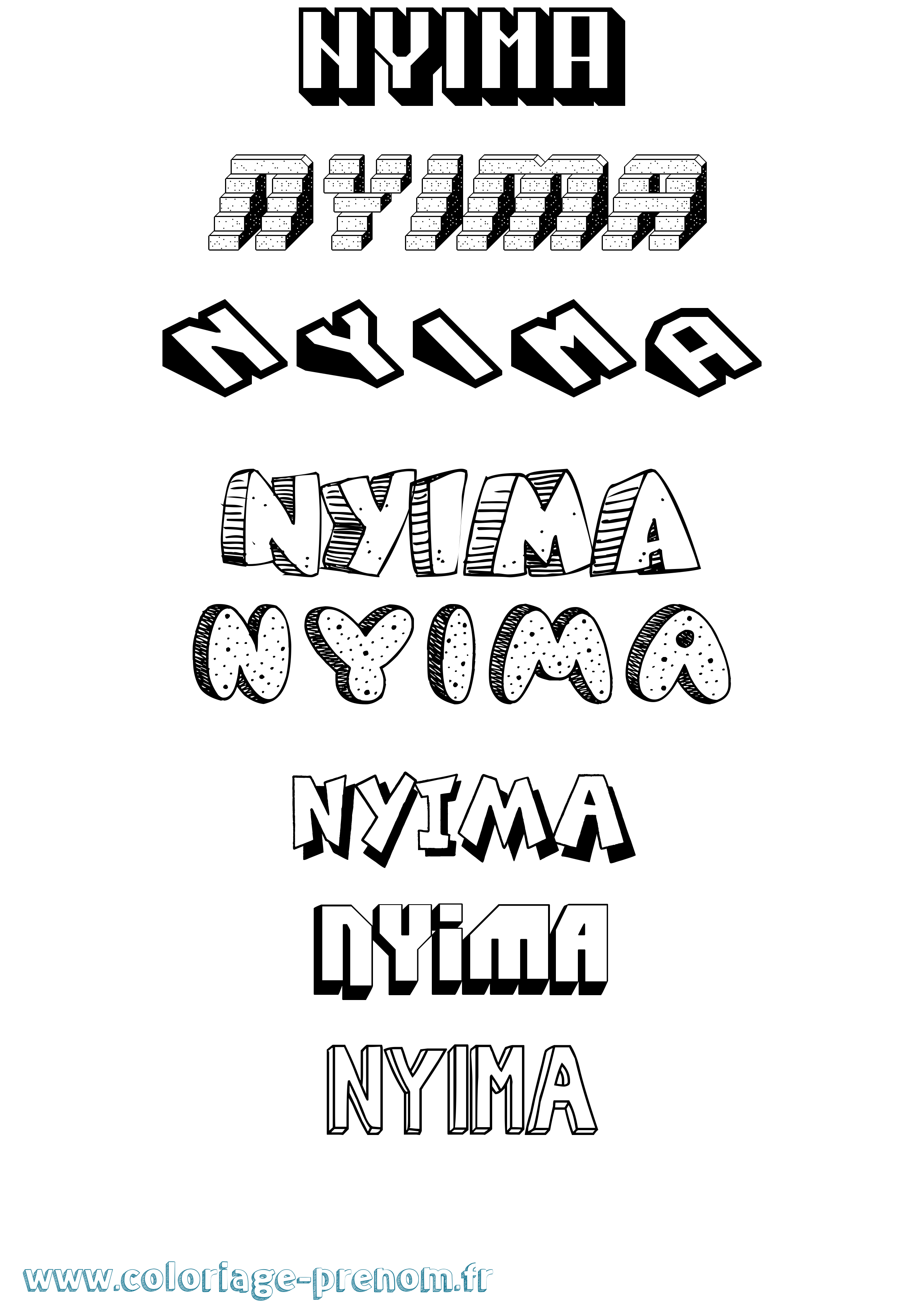 Coloriage Nyima Effet 3D Coloriage prénom Nyima Effet 3D