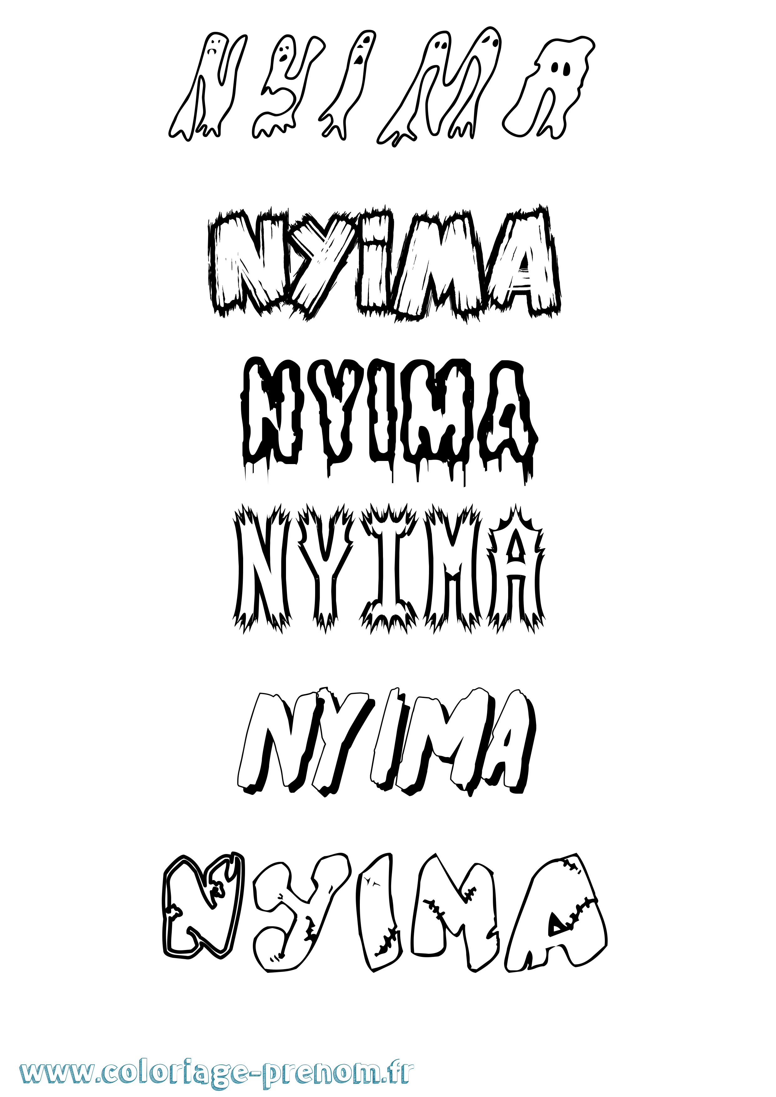 Coloriage Nyima Frisson Coloriage prénom Nyima Frisson