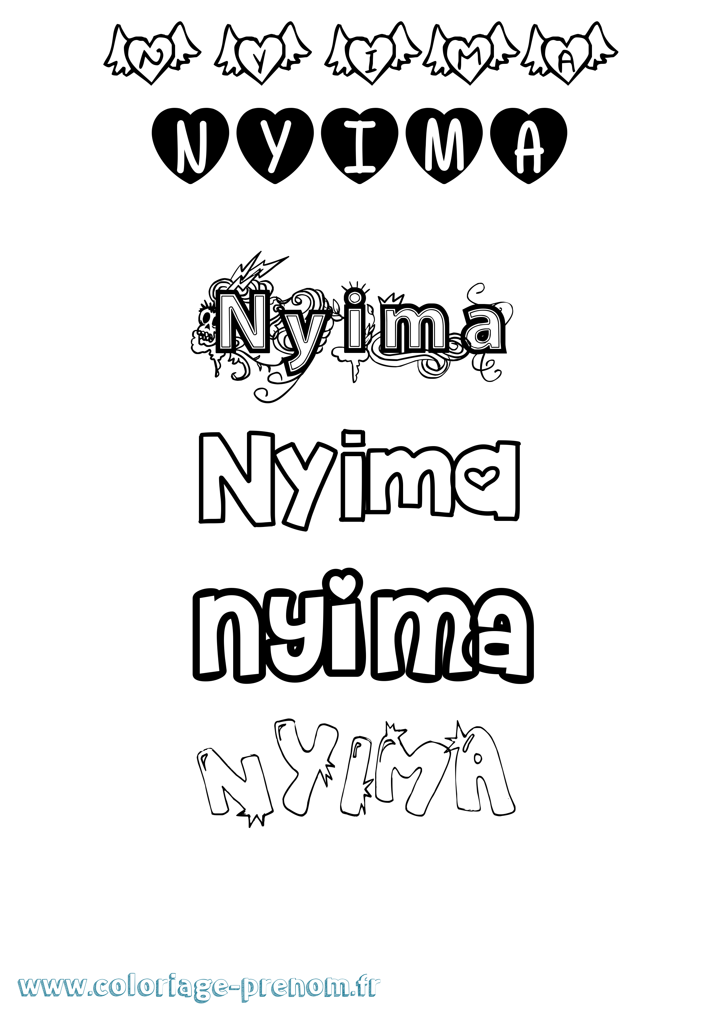 Coloriage Nyima Girly Coloriage prénom Nyima Girly
