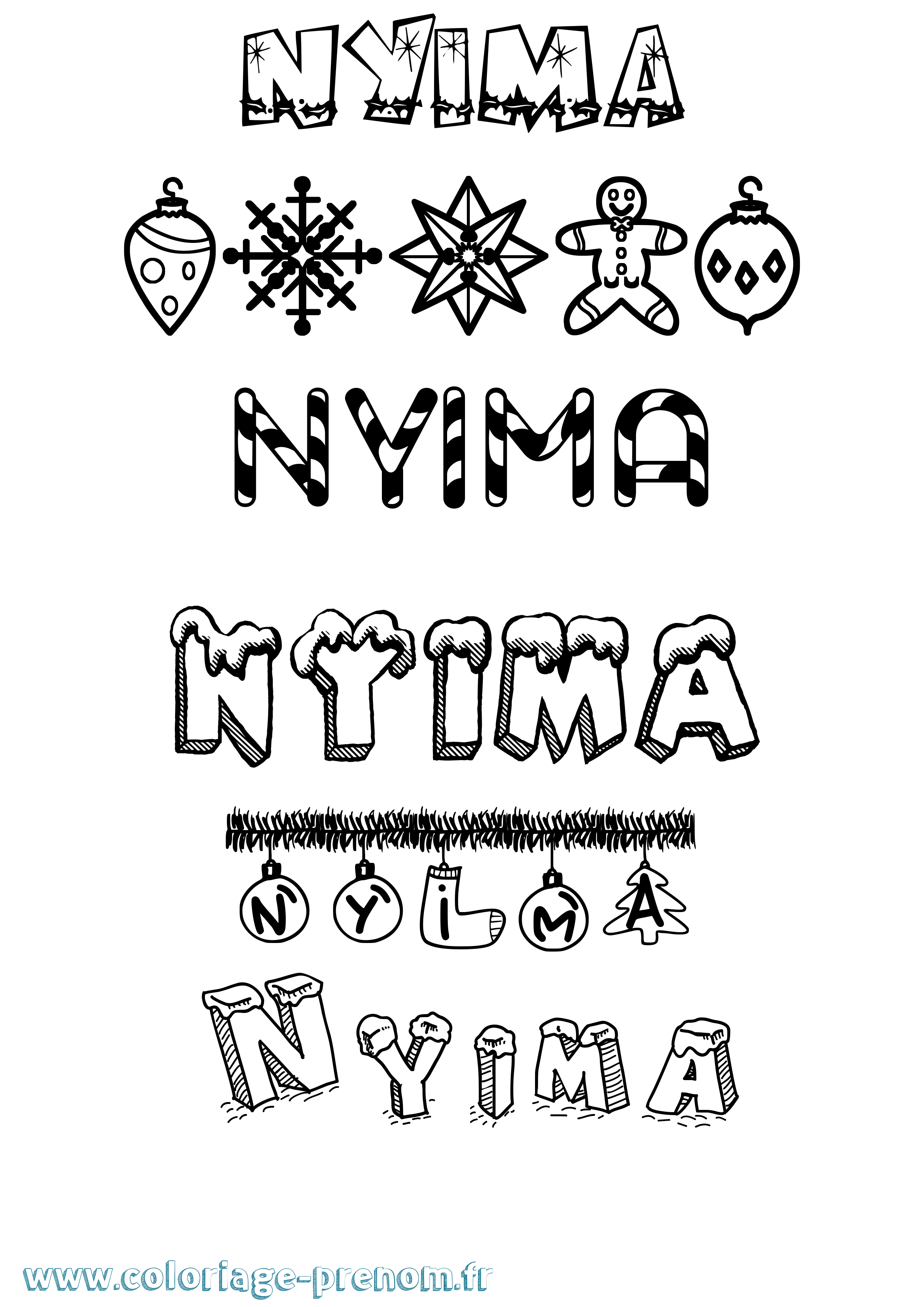 Coloriage Nyima Noël Coloriage prénom Nyima Noël