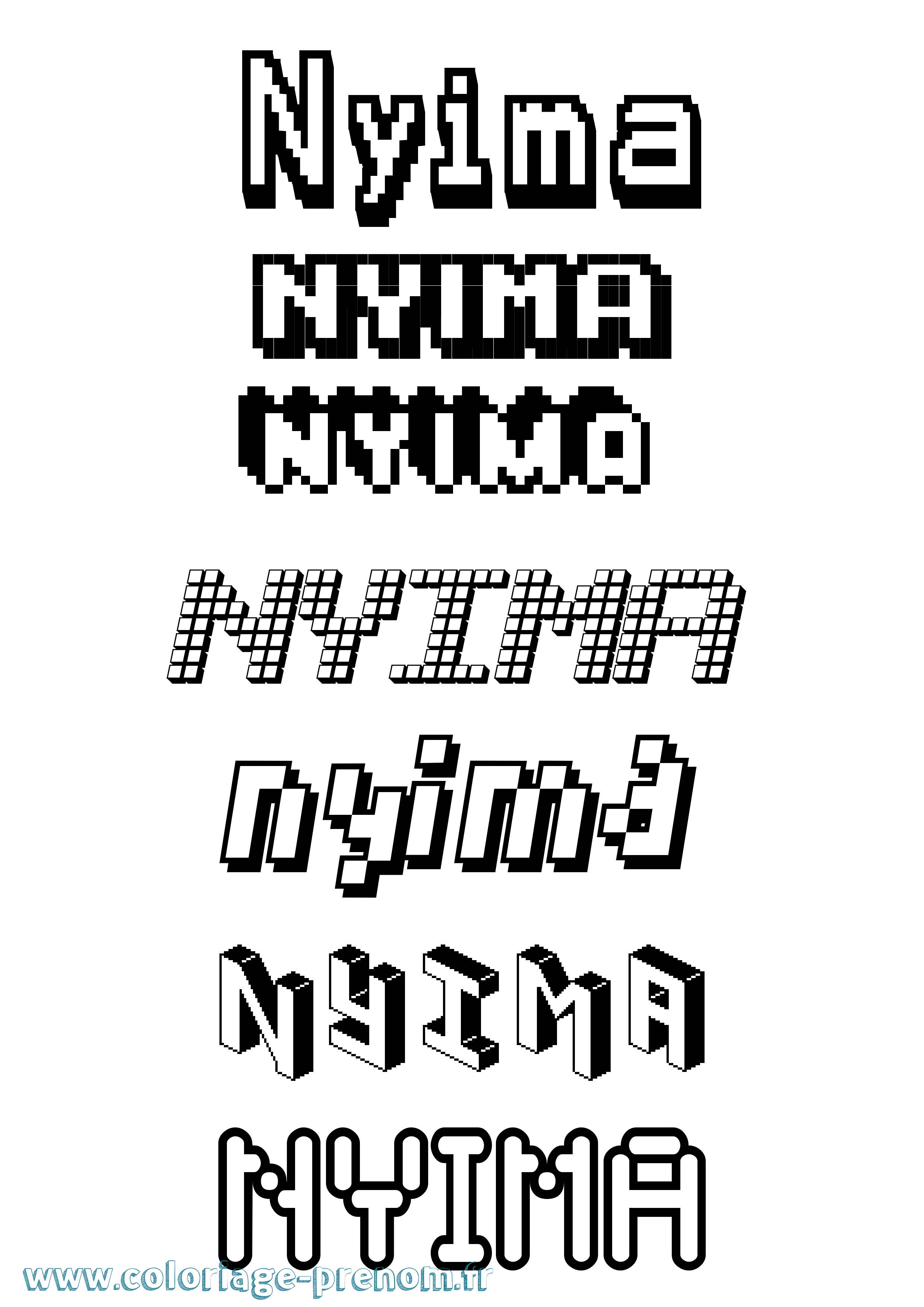 Coloriage Nyima Pixel Coloriage prénom Nyima Pixel
