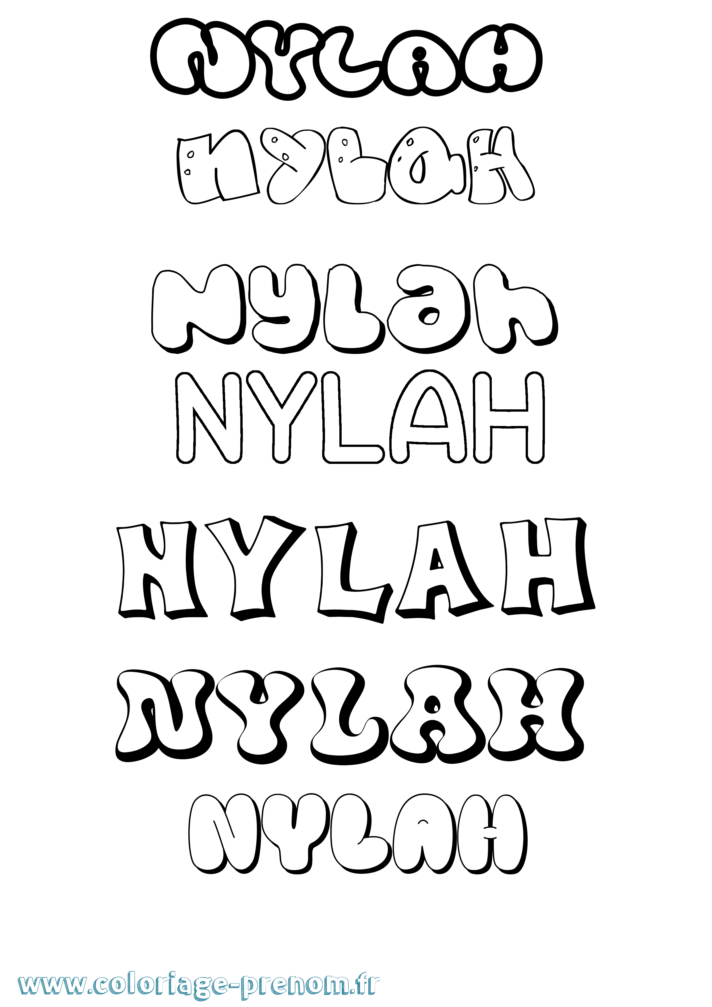 Coloriage Nylah Bubble Coloriage prénom Nylah Bubble