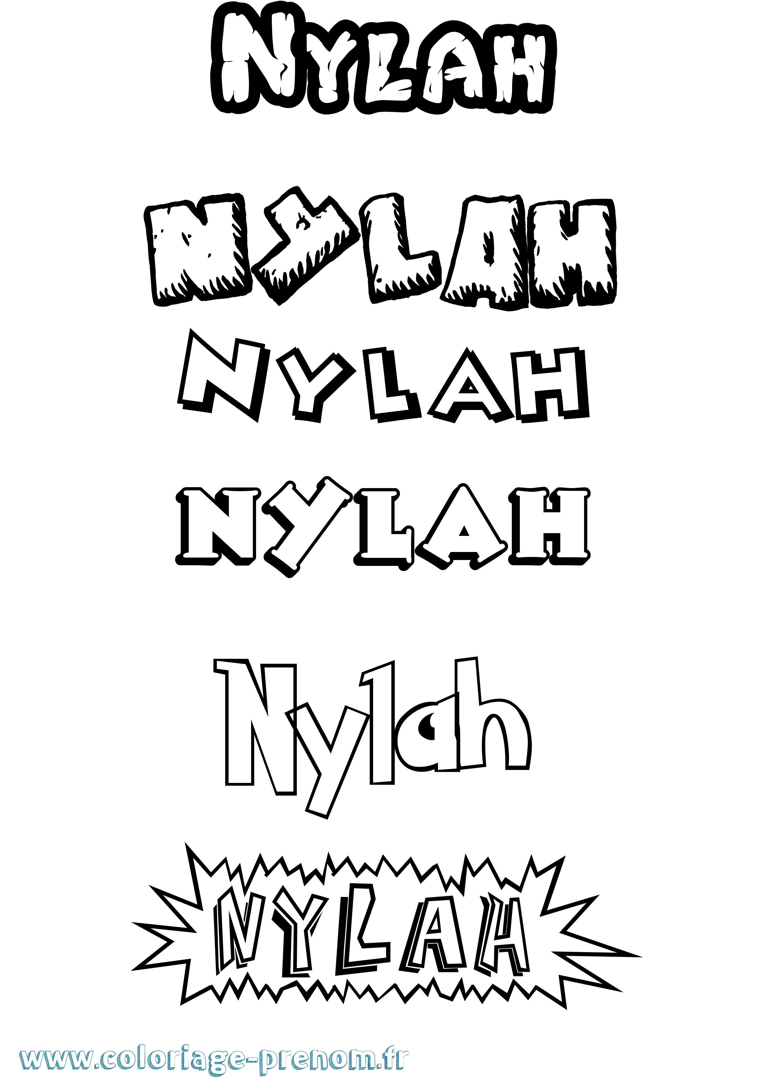 Coloriage Nylah Dessin Animé Coloriage prénom Nylah Dessin Animé