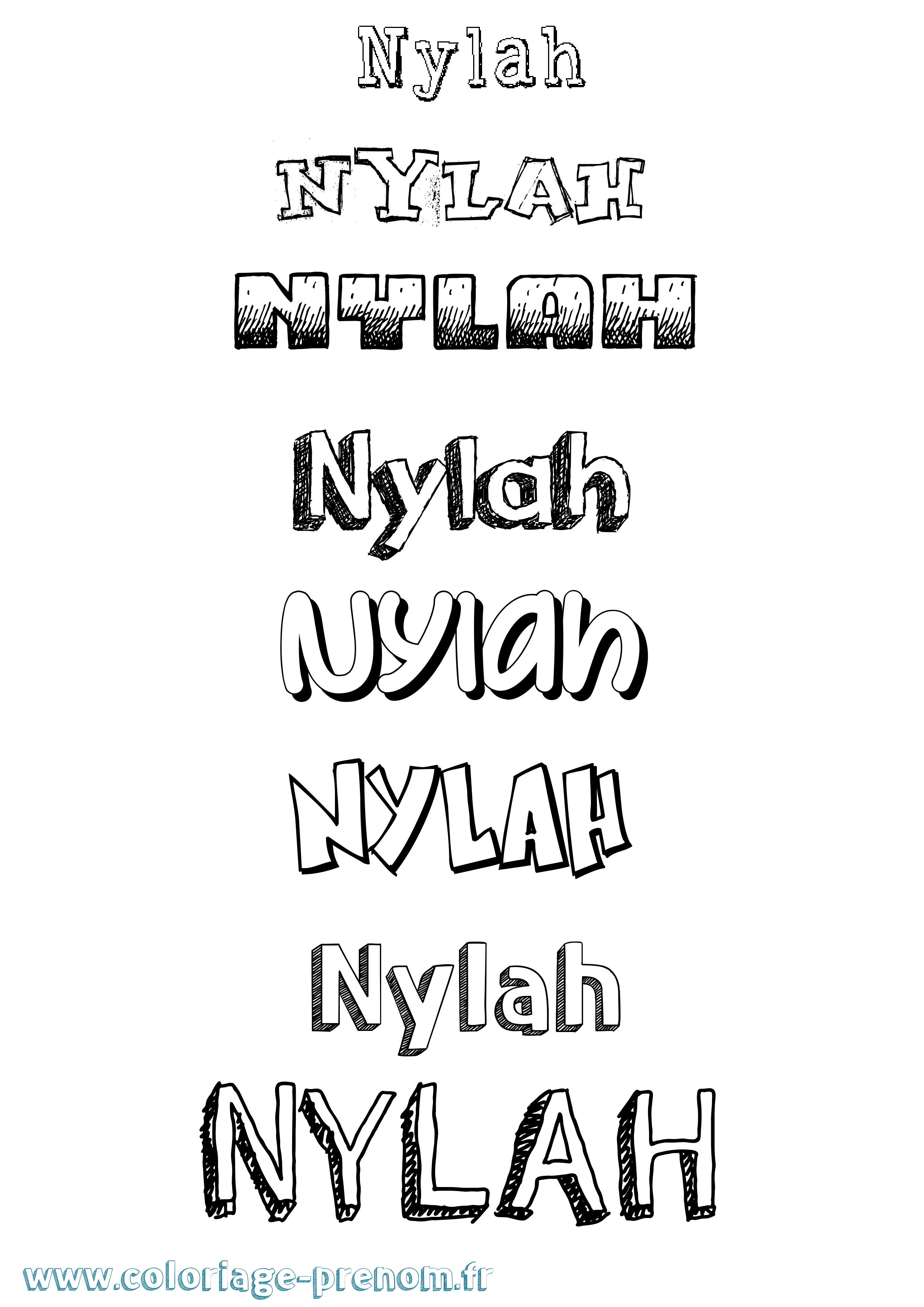 Coloriage Nylah Dessiné Coloriage prénom Nylah Dessiné