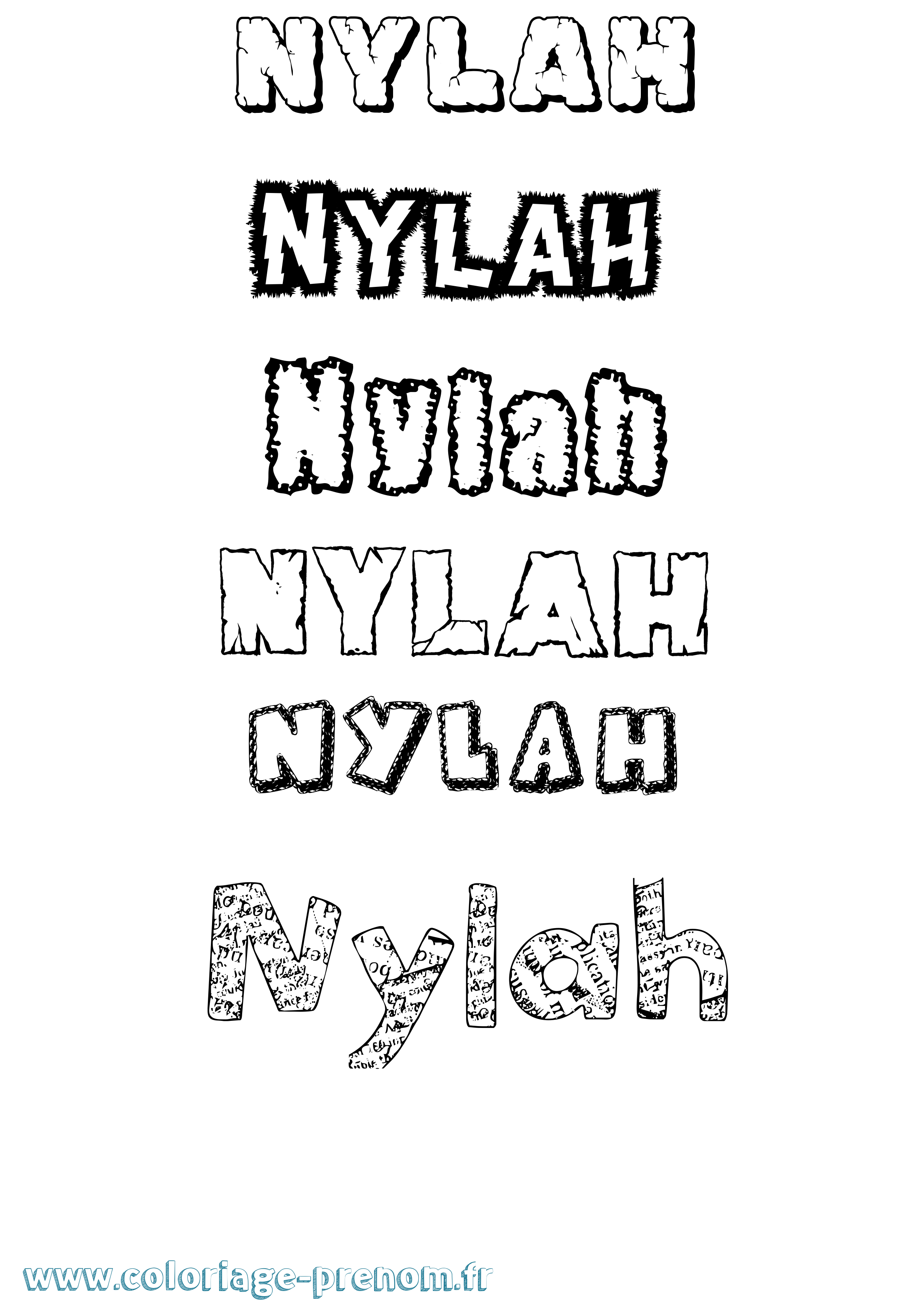 Coloriage Nylah Destructuré Coloriage prénom Nylah Destructuré