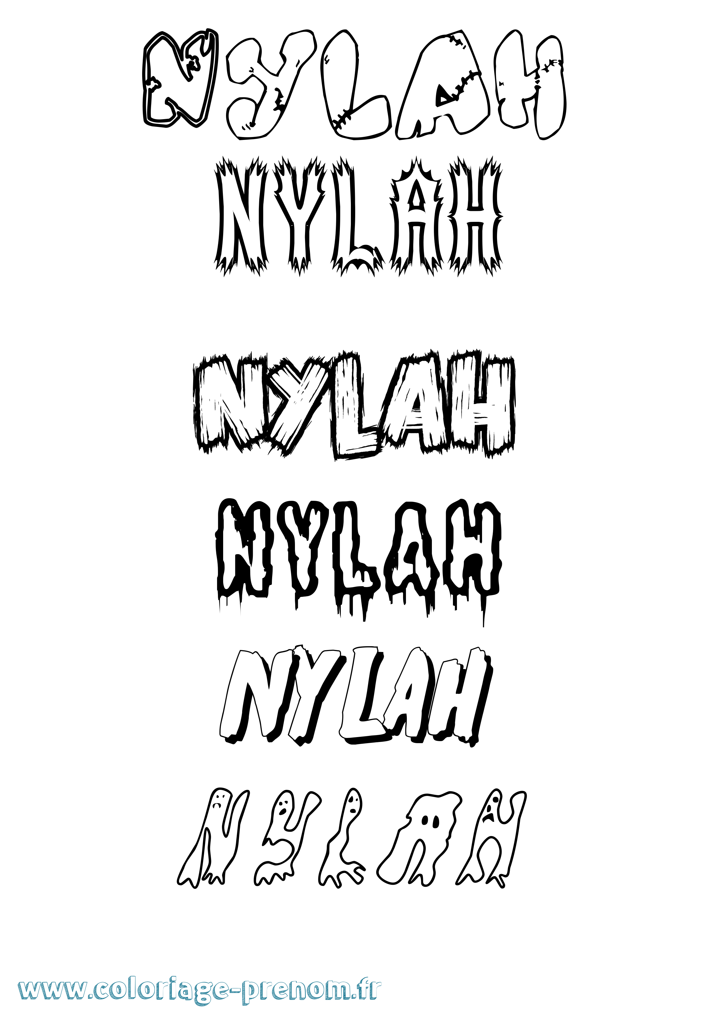 Coloriage Nylah Frisson Coloriage prénom Nylah Frisson