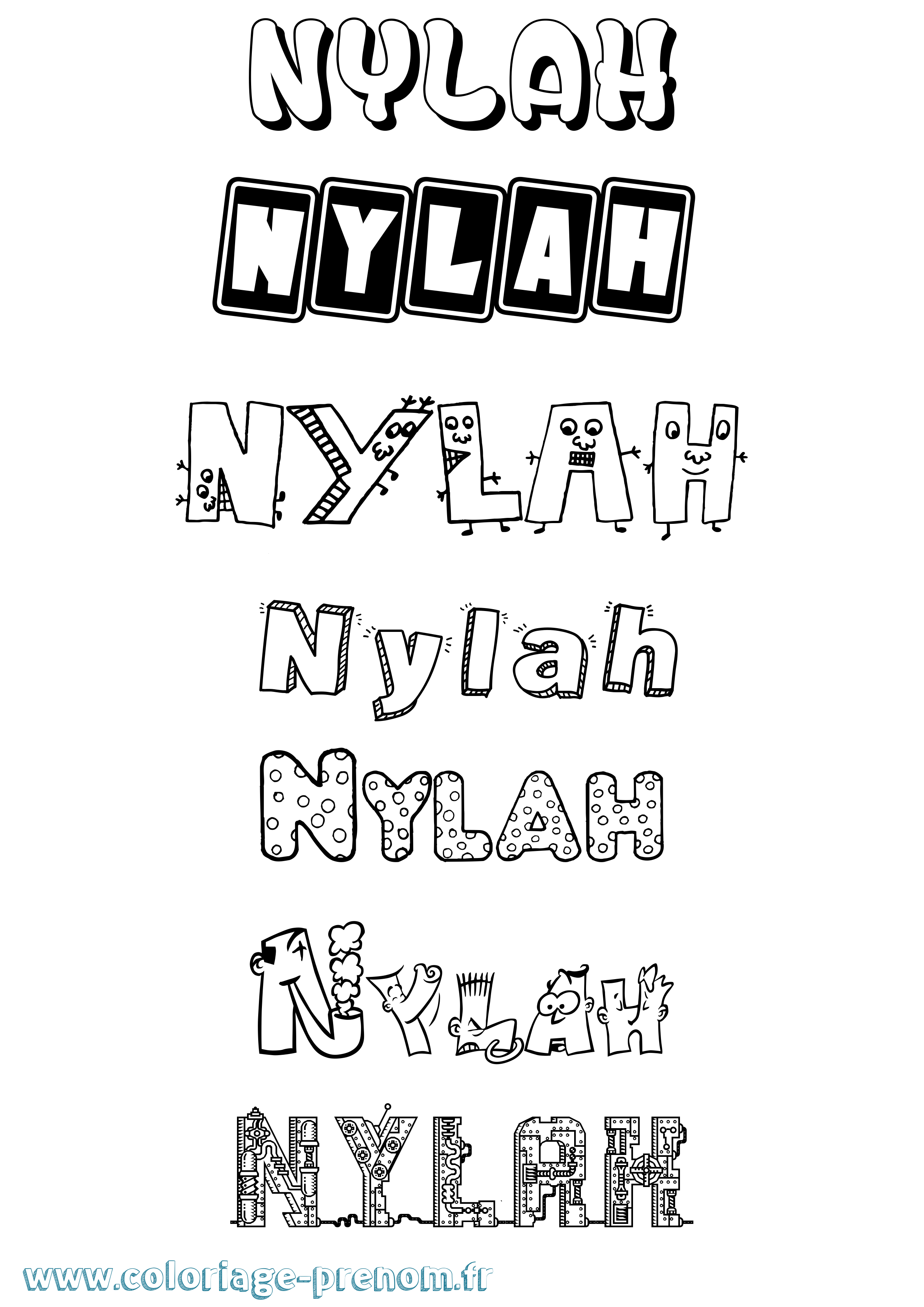 Coloriage Nylah Fun Coloriage prénom Nylah Fun