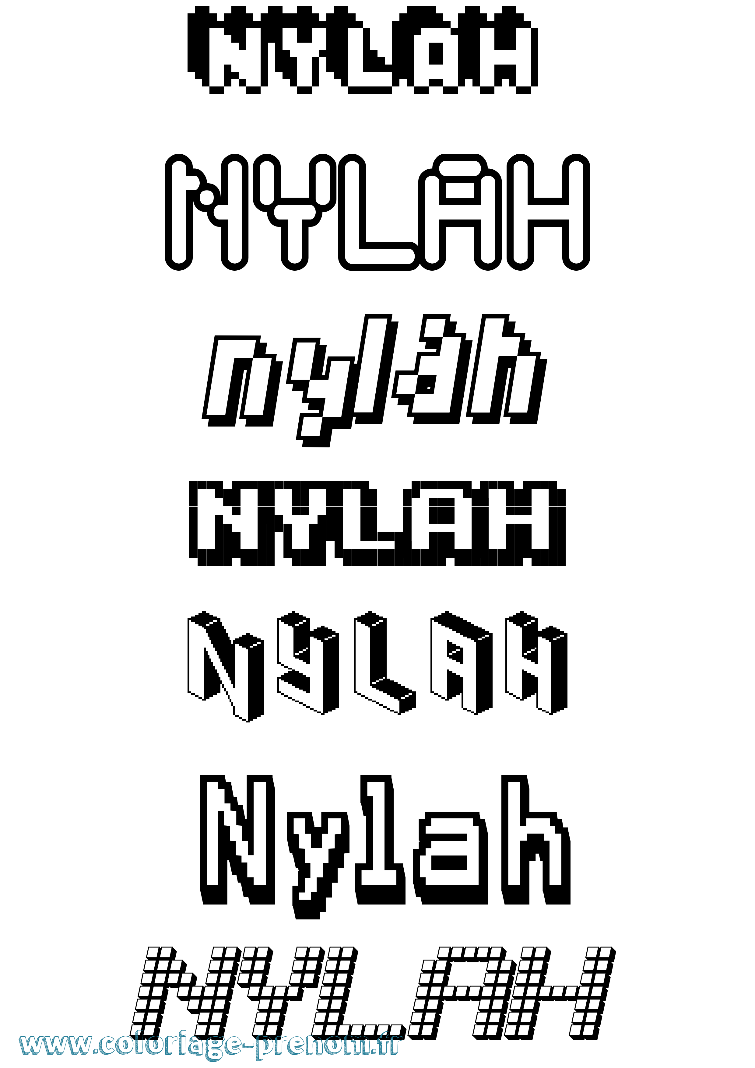 Coloriage Nylah Pixel Coloriage prénom Nylah Pixel