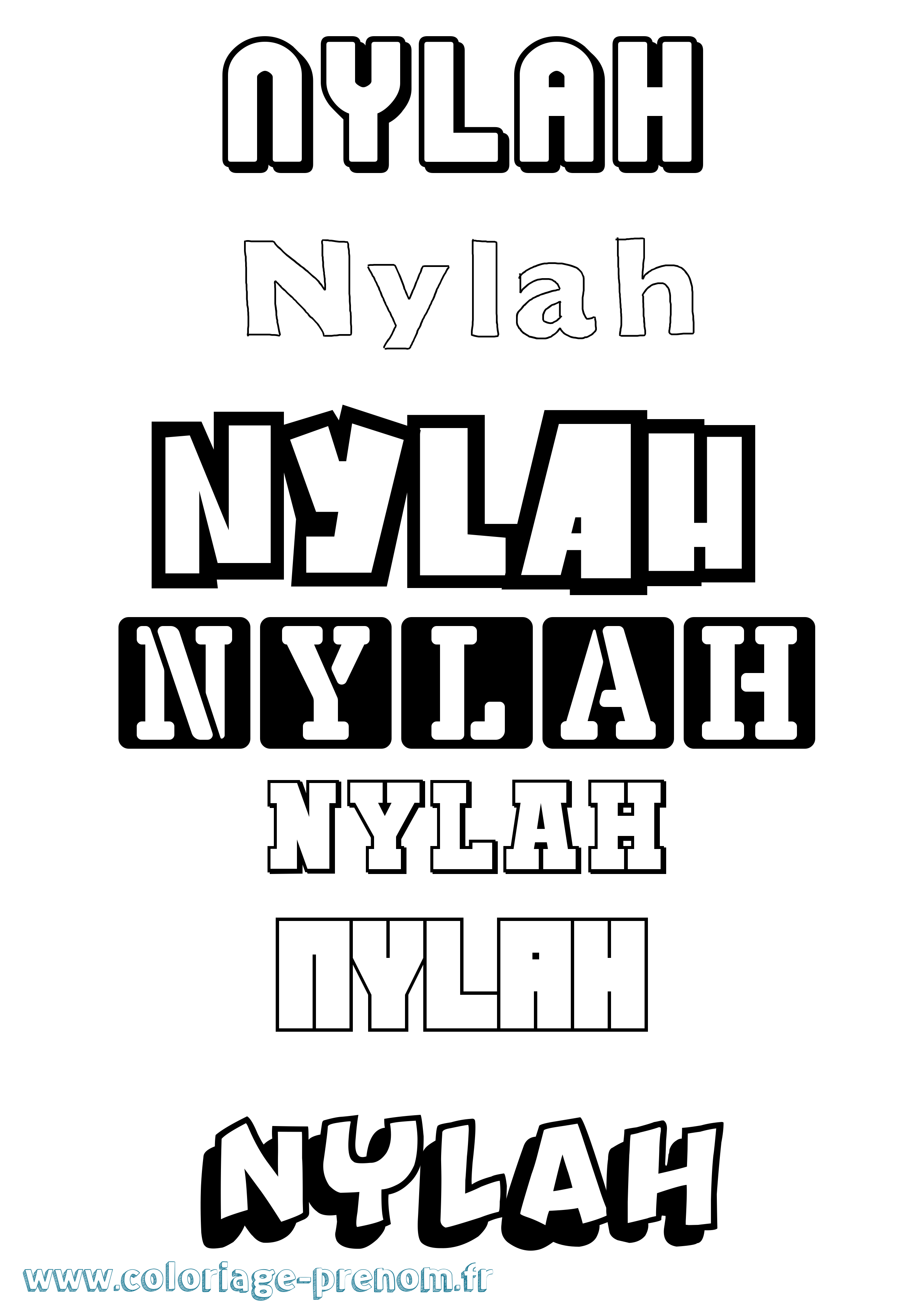 Coloriage Nylah Simple Coloriage prénom Nylah Simple