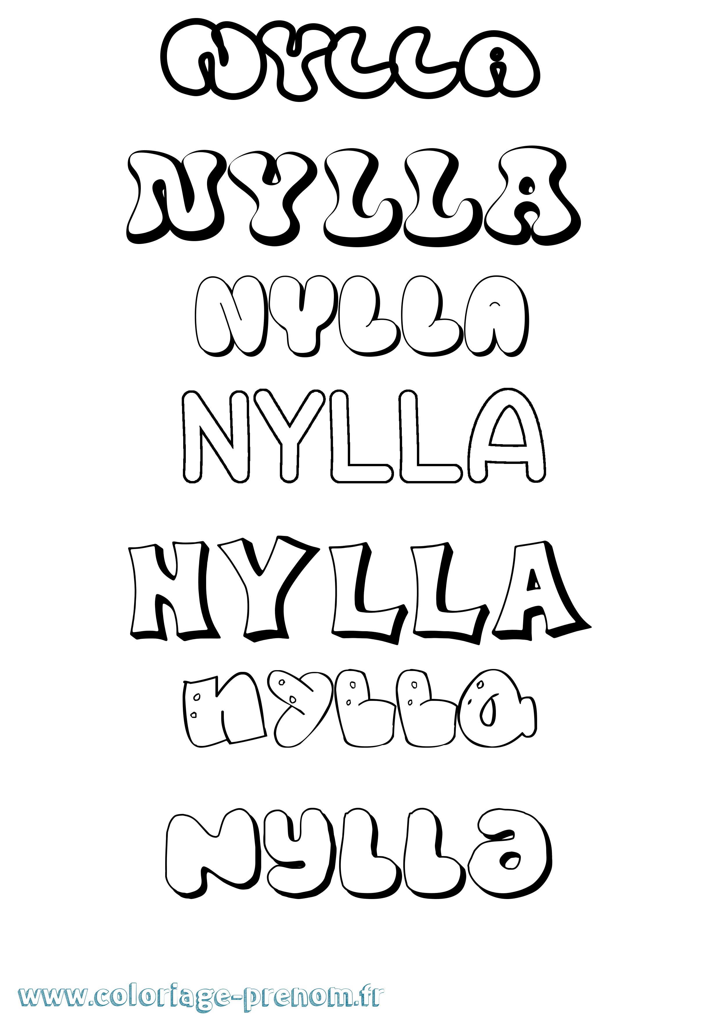 Coloriage Nylla Bubble Coloriage prénom Nylla Bubble