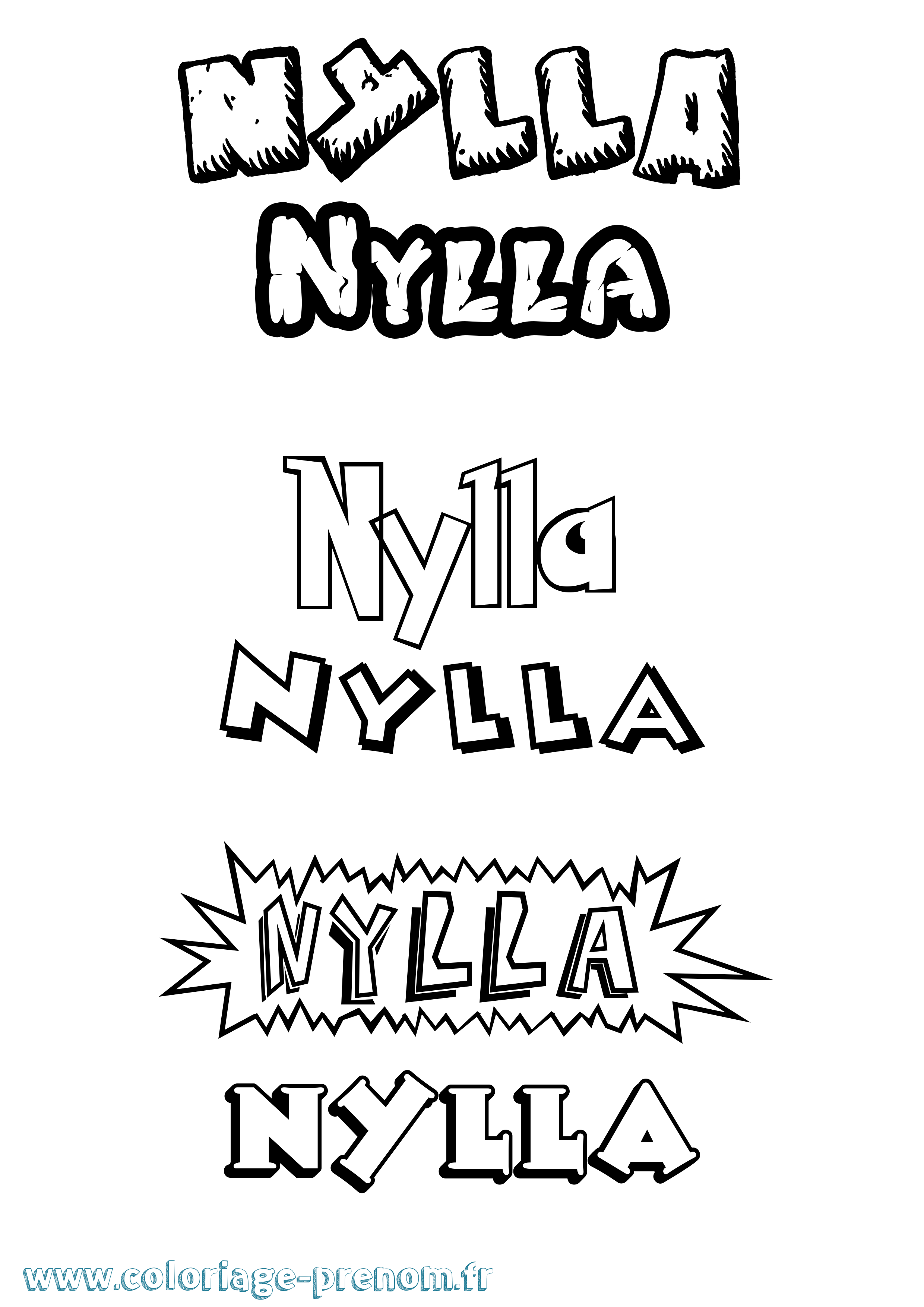 Coloriage Nylla Dessin Animé Coloriage prénom Nylla Dessin Animé