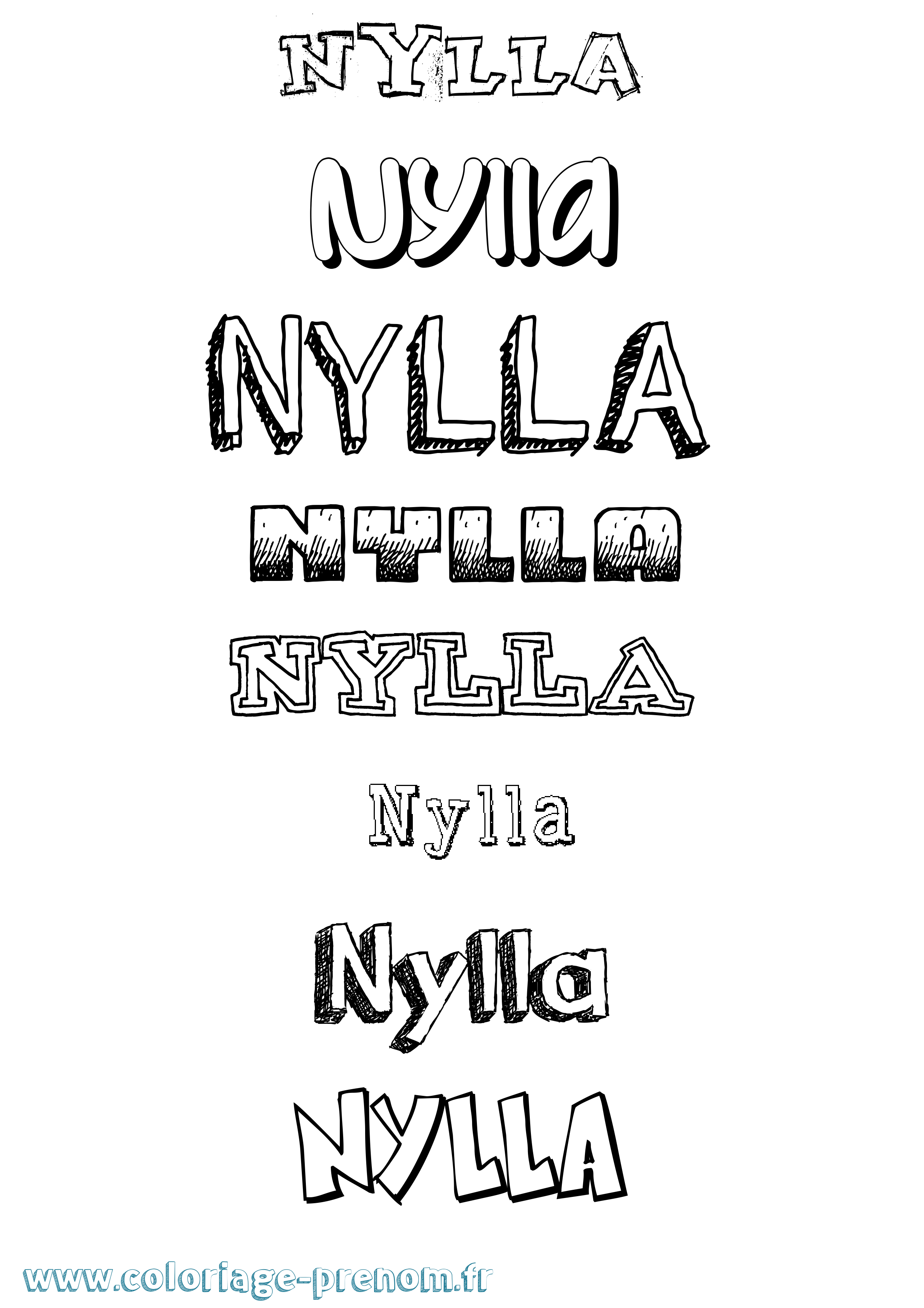 Coloriage Nylla Dessiné Coloriage prénom Nylla Dessiné