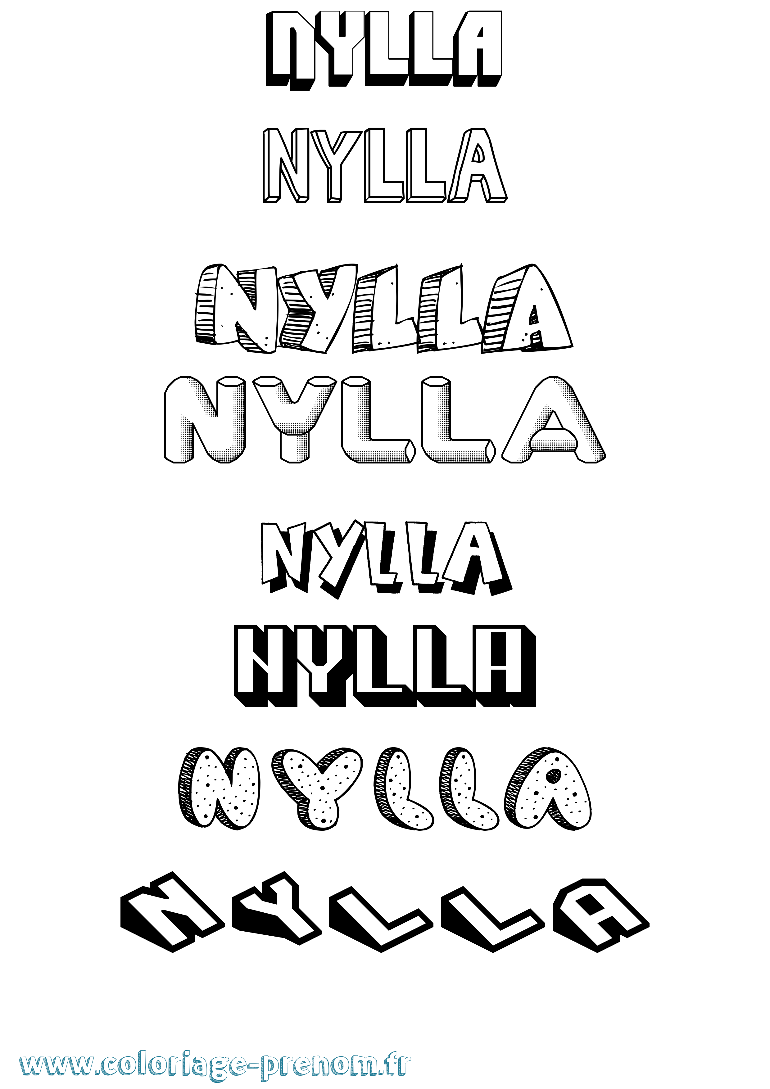 Coloriage Nylla Effet 3D Coloriage prénom Nylla Effet 3D