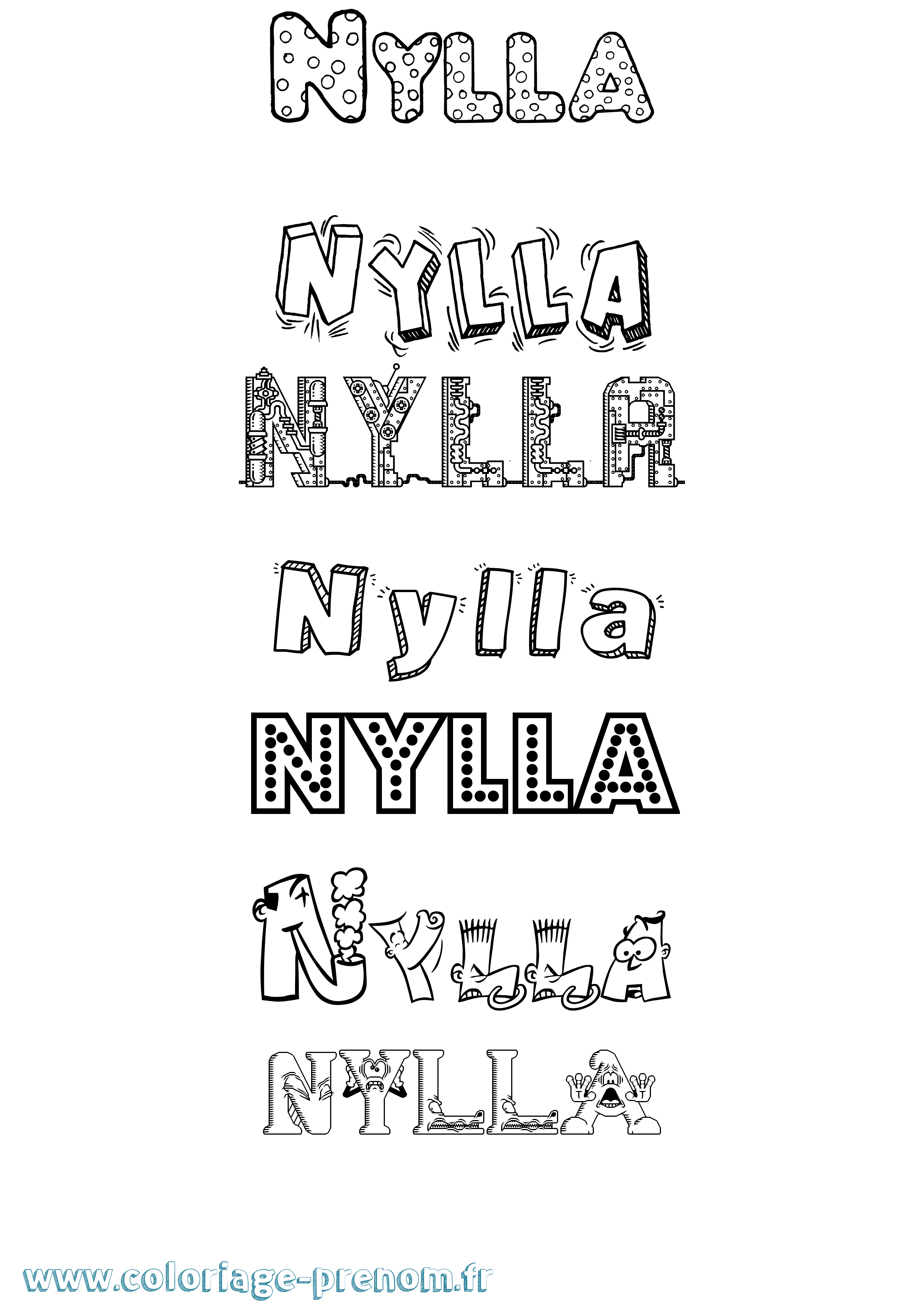Coloriage Nylla Fun Coloriage prénom Nylla Fun