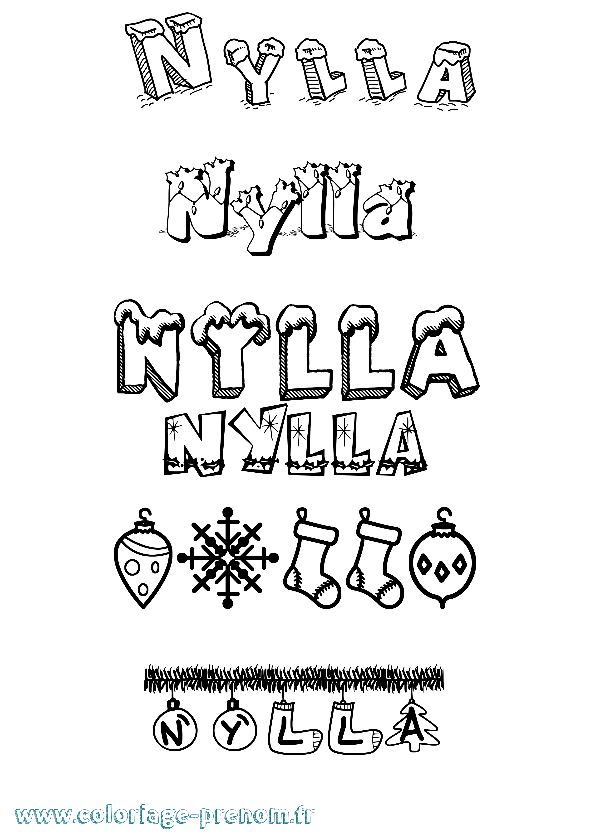 Coloriage Nylla Noël Coloriage prénom Nylla Noël