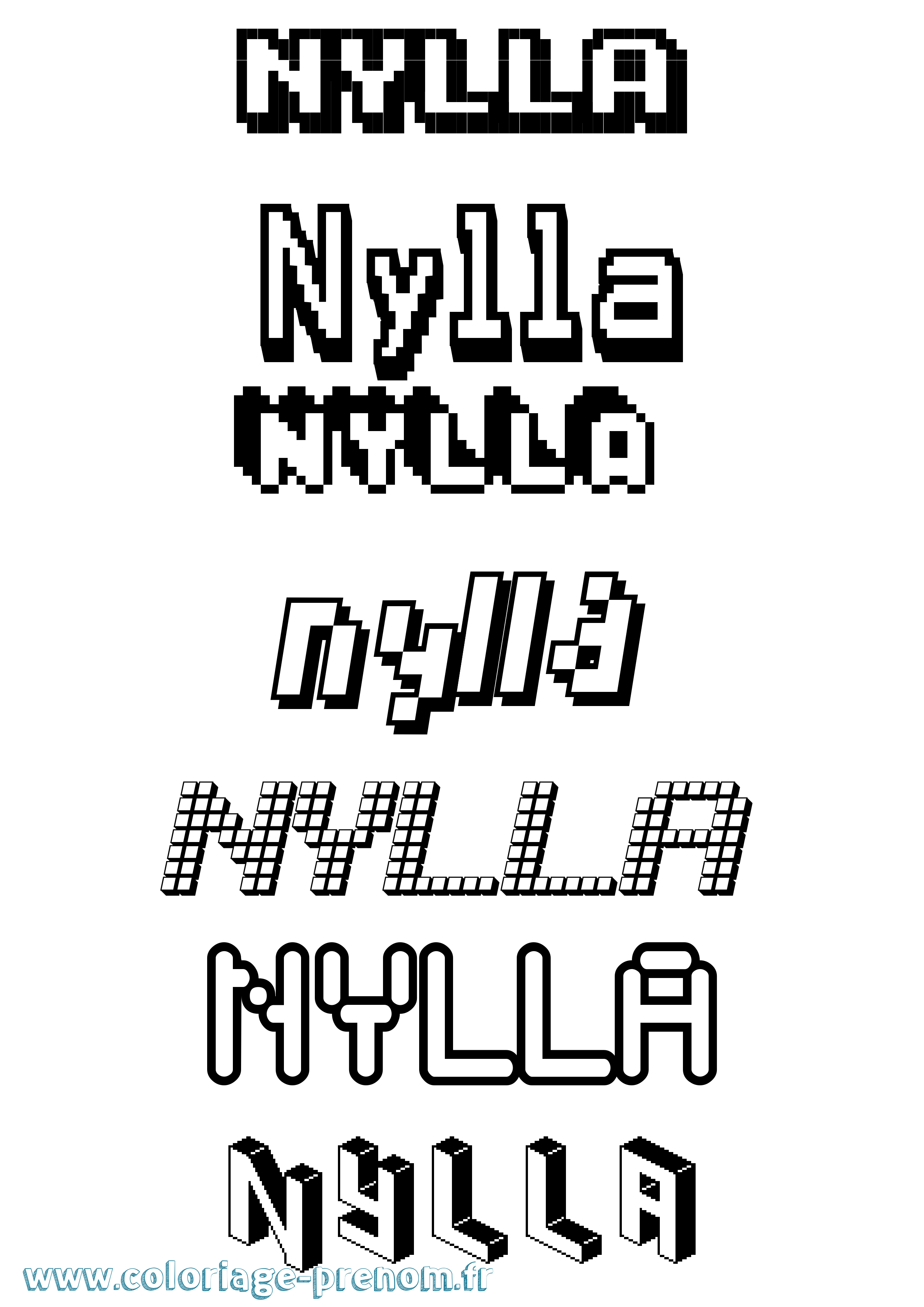 Coloriage Nylla Pixel Coloriage prénom Nylla Pixel