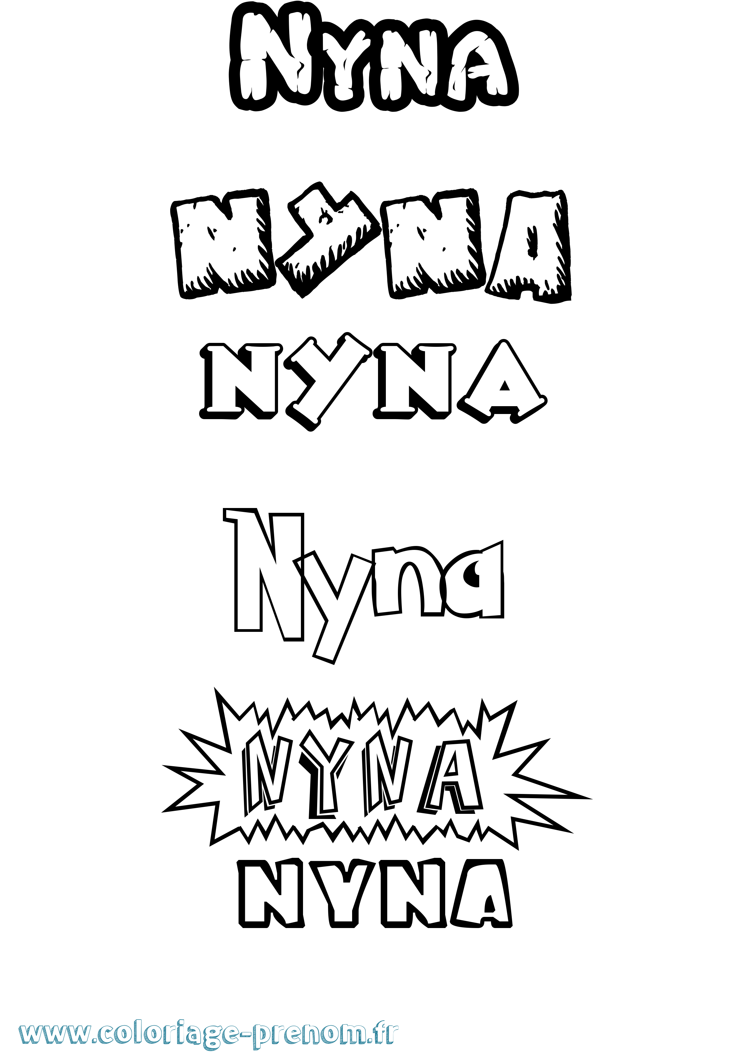 Coloriage Nyna Dessin Animé Coloriage prénom Nyna Dessin Animé