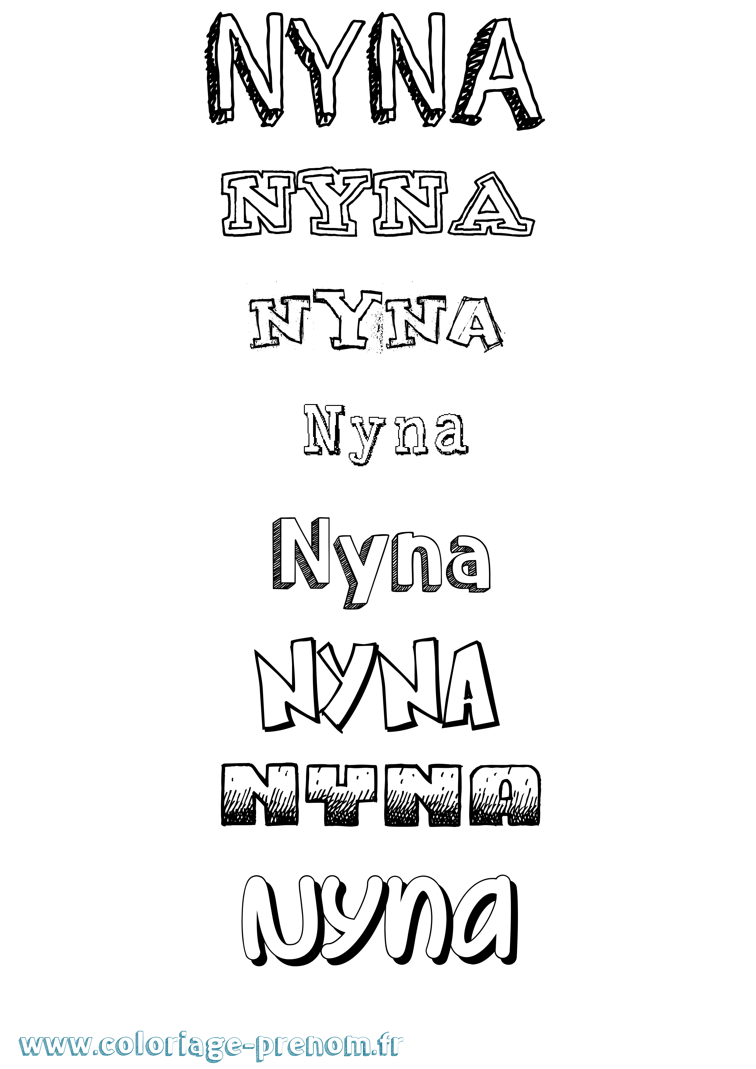 Coloriage Nyna Dessiné Coloriage prénom Nyna Dessiné