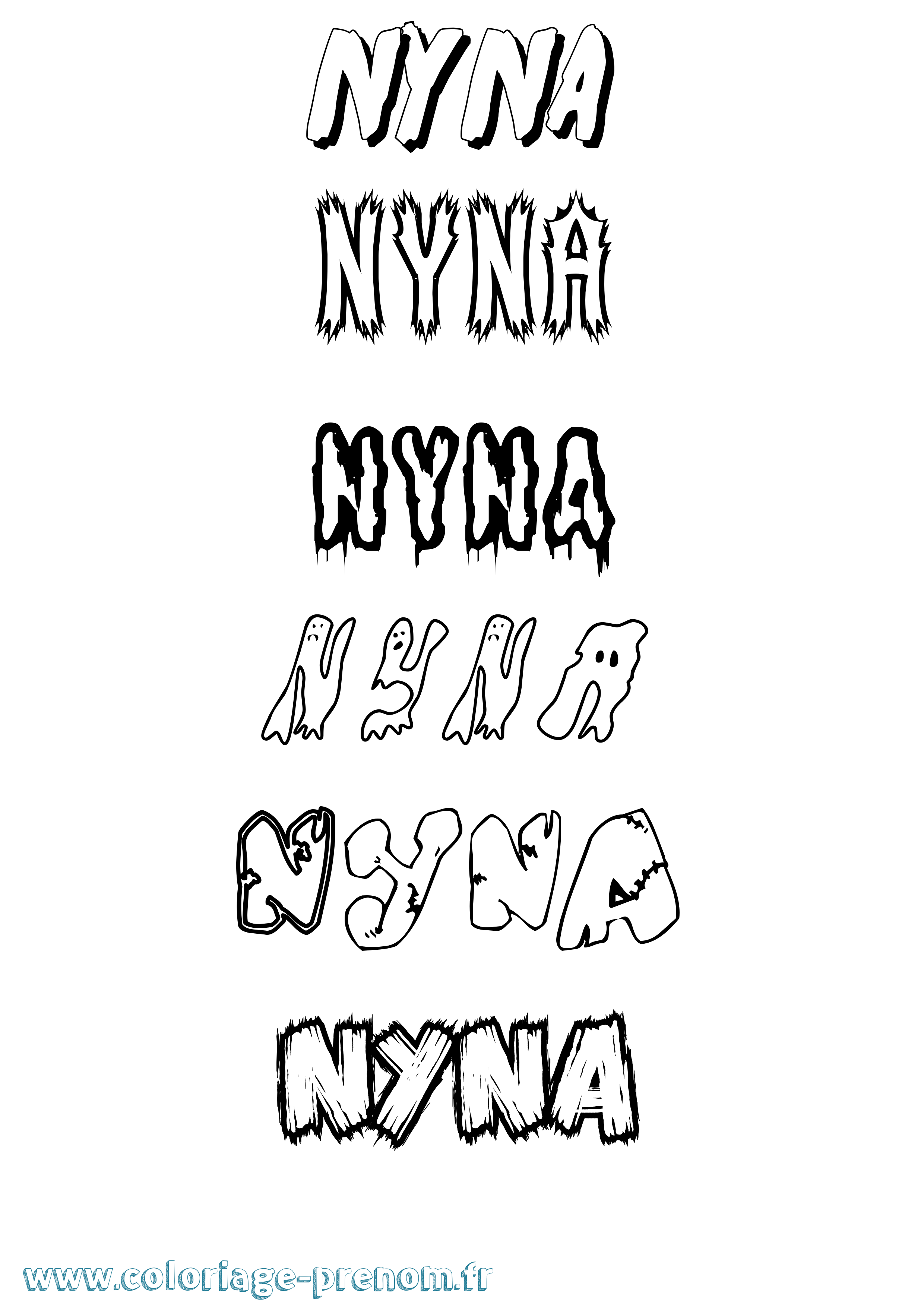 Coloriage Nyna Frisson Coloriage prénom Nyna Frisson