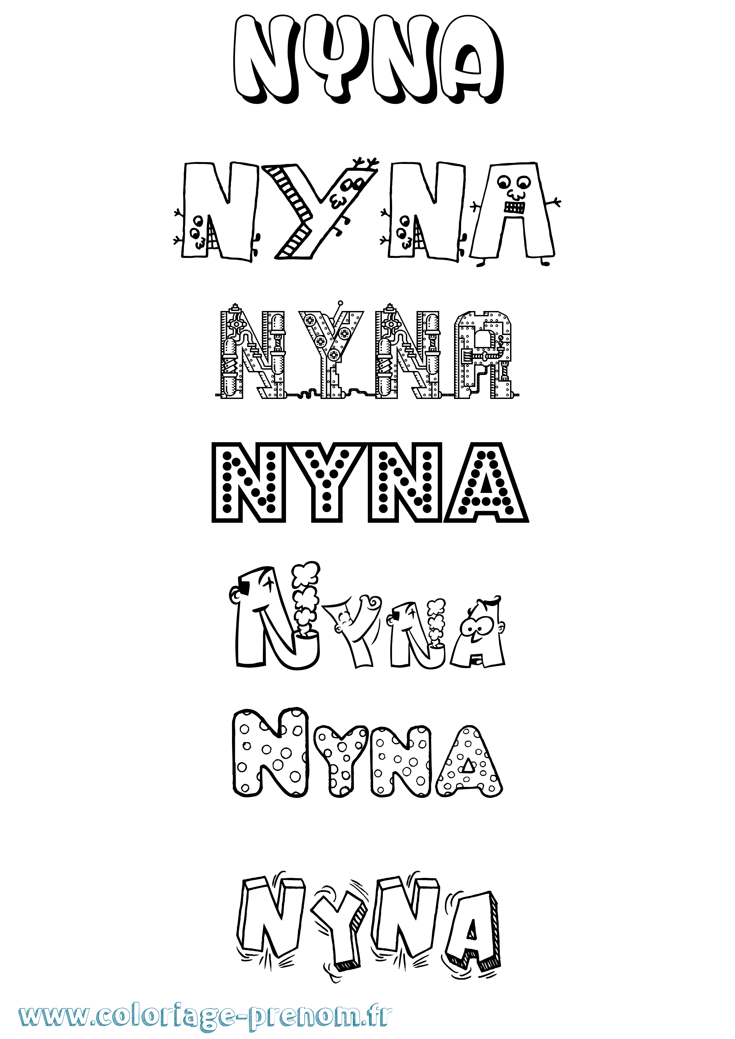 Coloriage Nyna Fun Coloriage prénom Nyna Fun