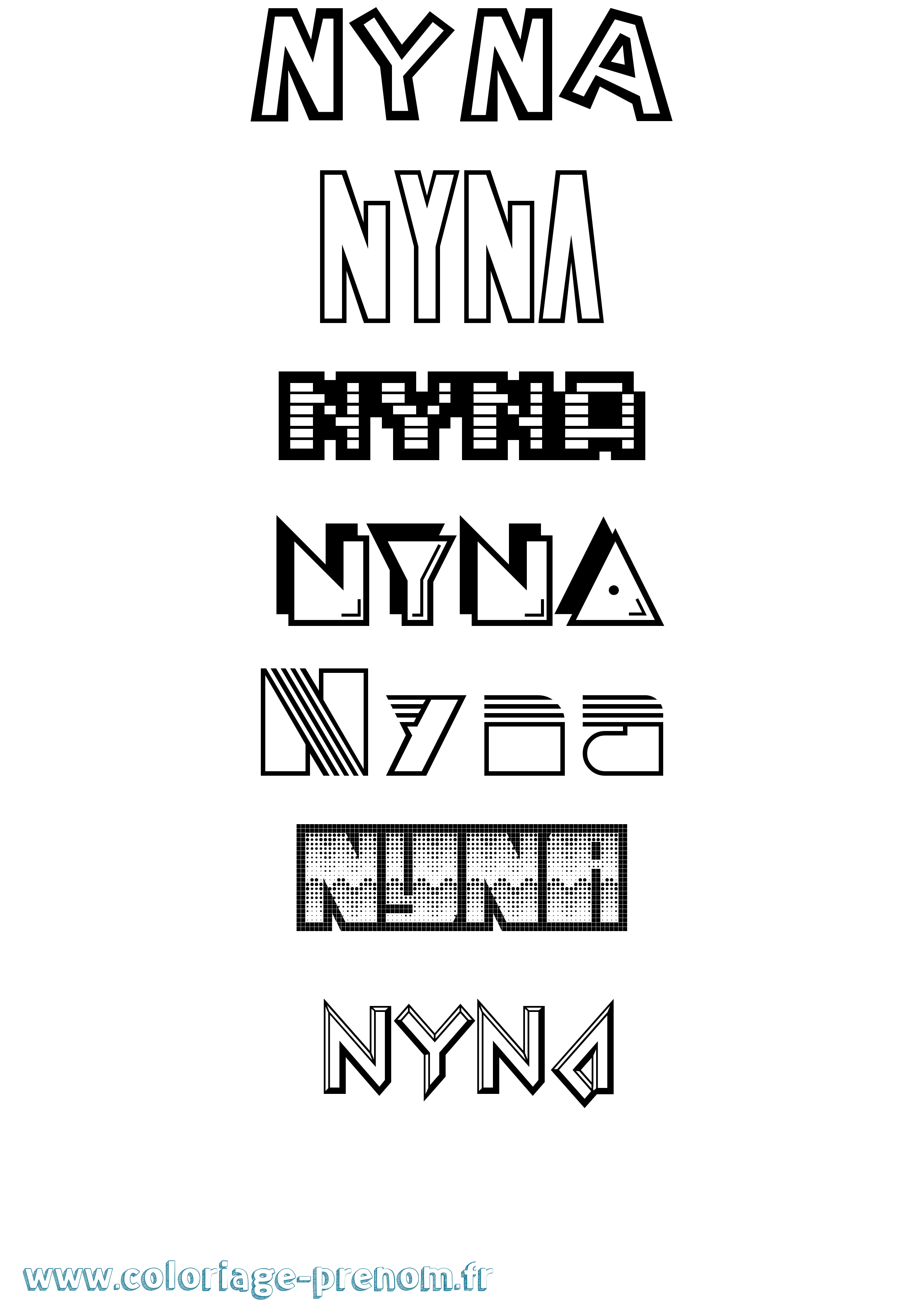 Coloriage Nyna Jeux Vidéos Coloriage prénom Nyna Jeux Vidéos