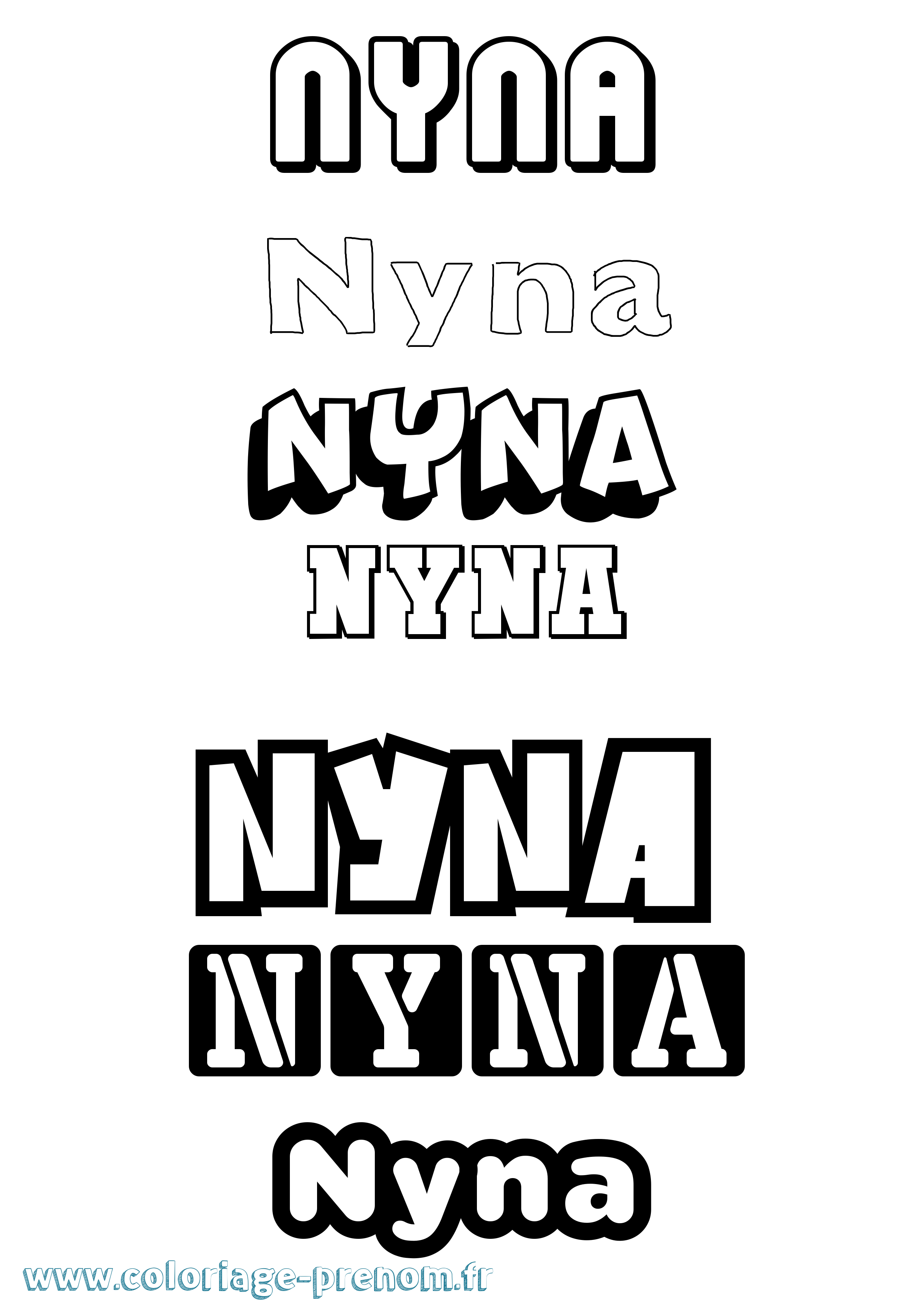 Coloriage Nyna Simple Coloriage prénom Nyna Simple