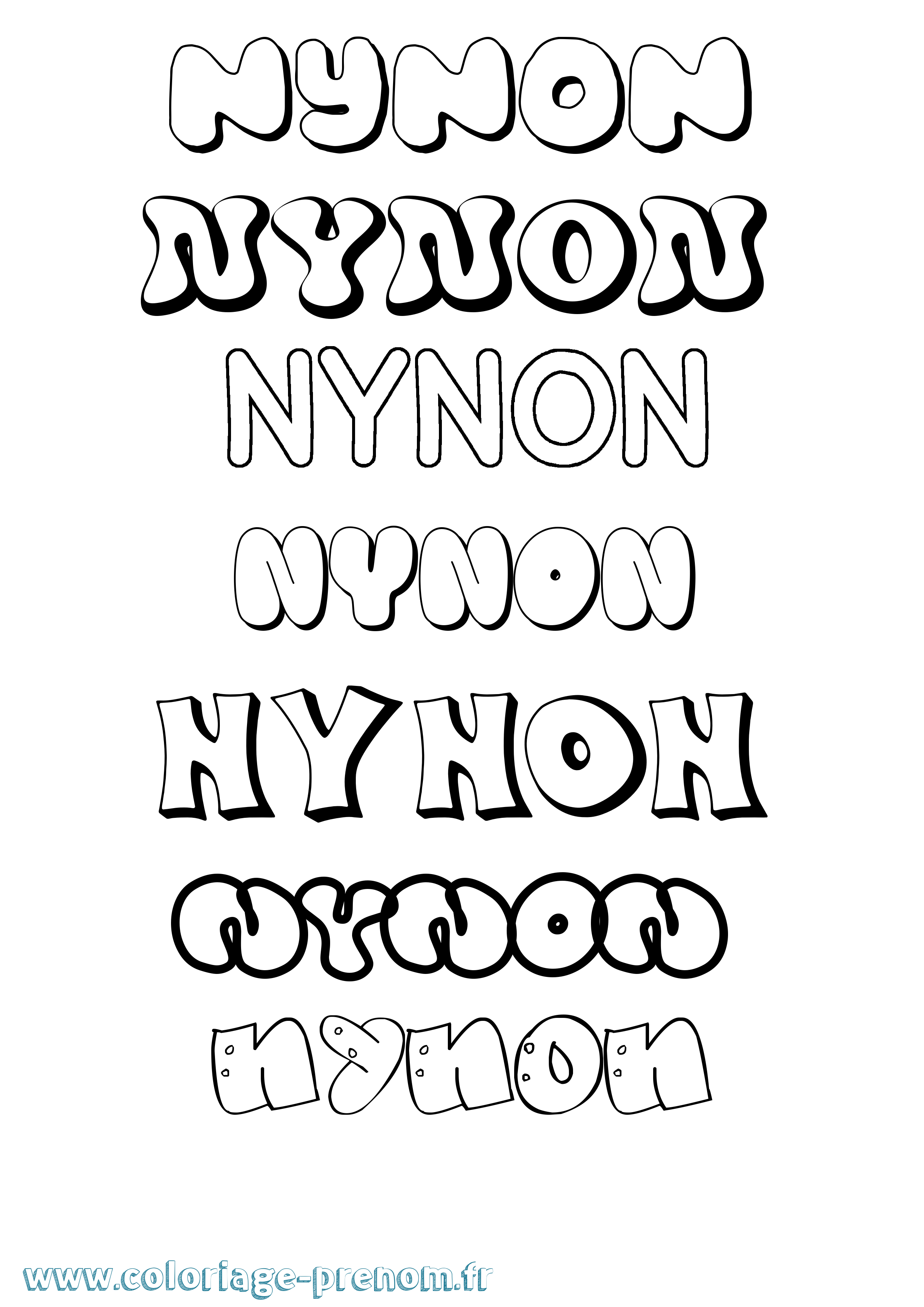 Coloriage Nynon Bubble Coloriage prénom Nynon Bubble