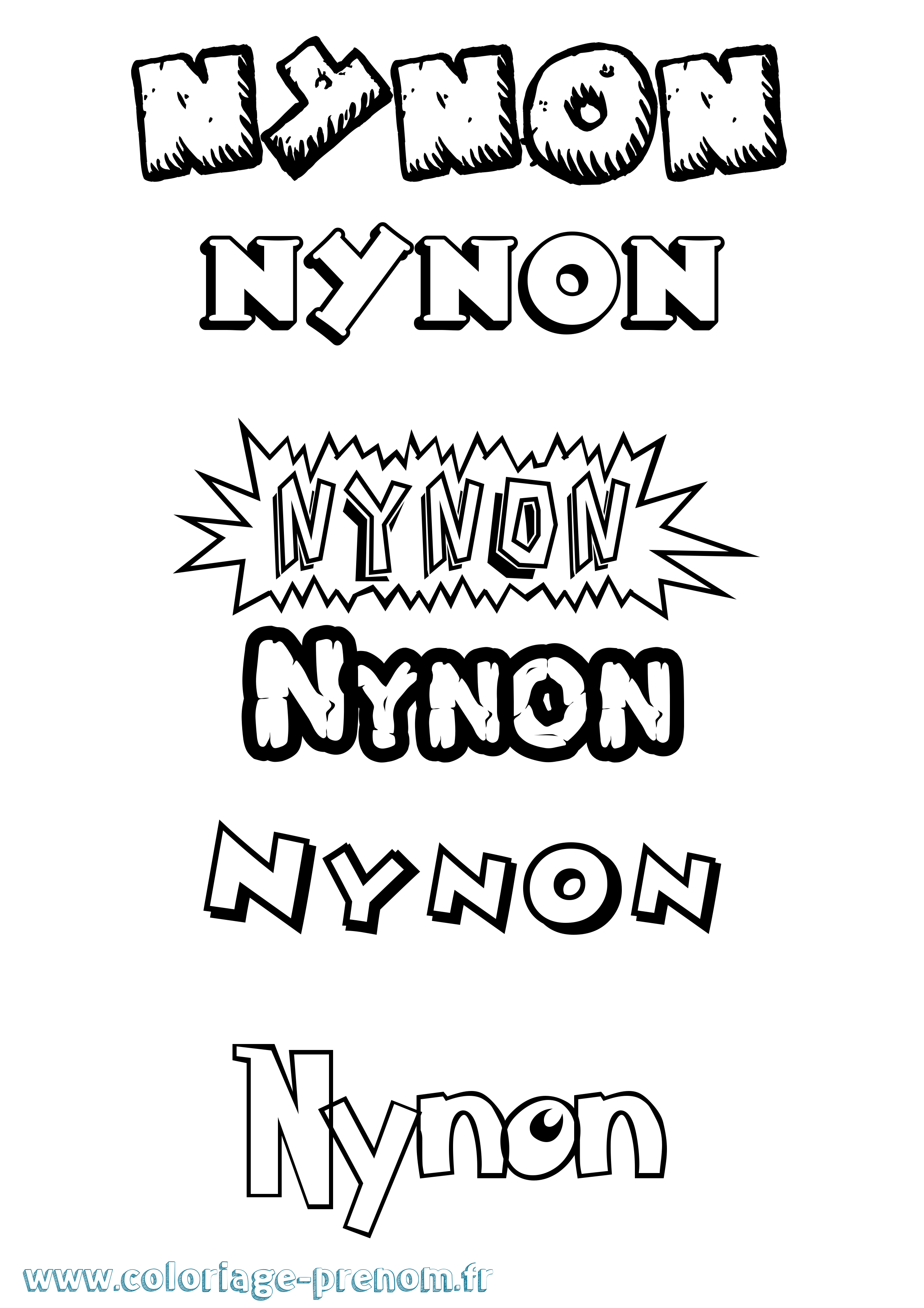 Coloriage Nynon Dessin Animé Coloriage prénom Nynon Dessin Animé