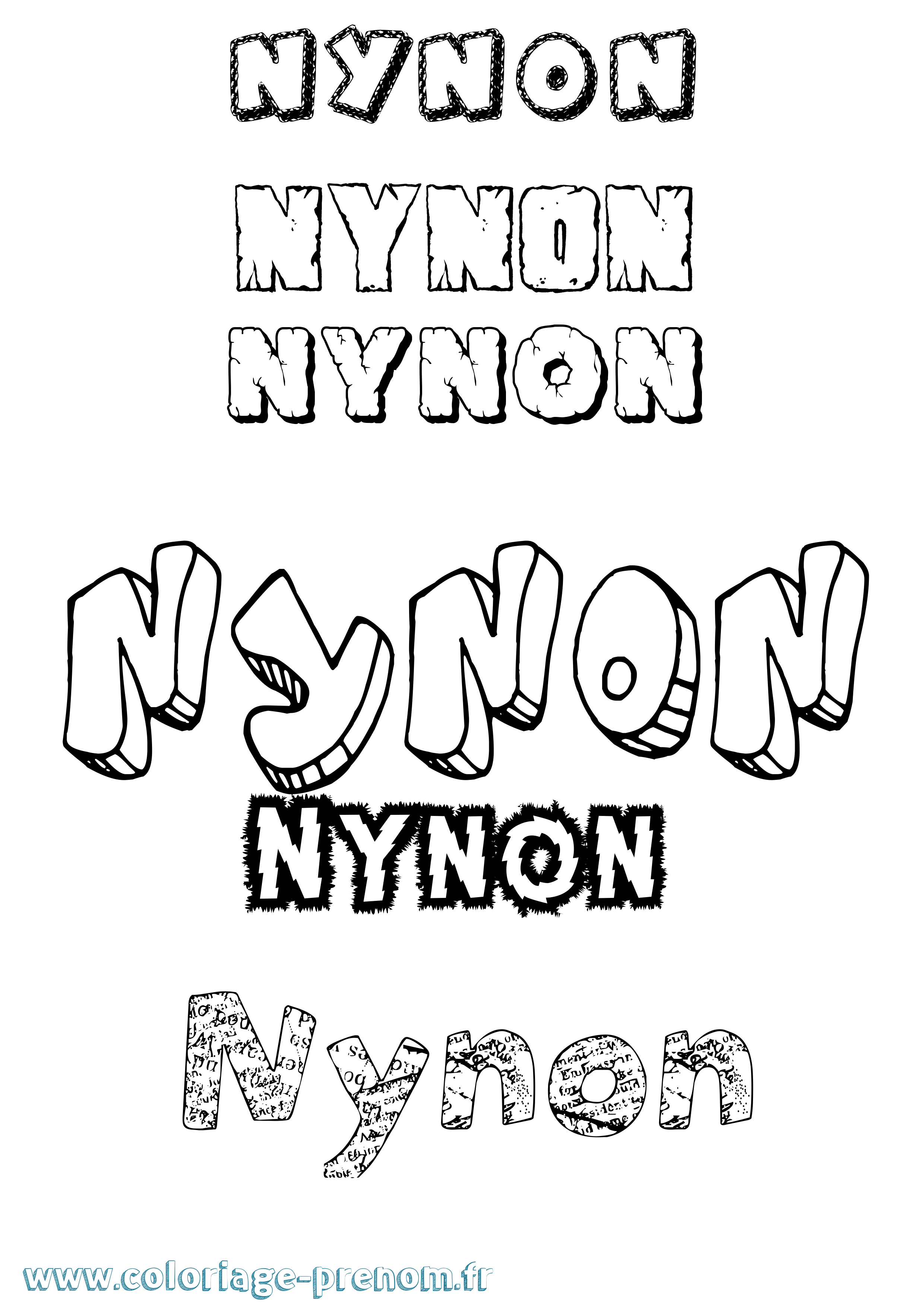 Coloriage Nynon Destructuré Coloriage prénom Nynon Destructuré