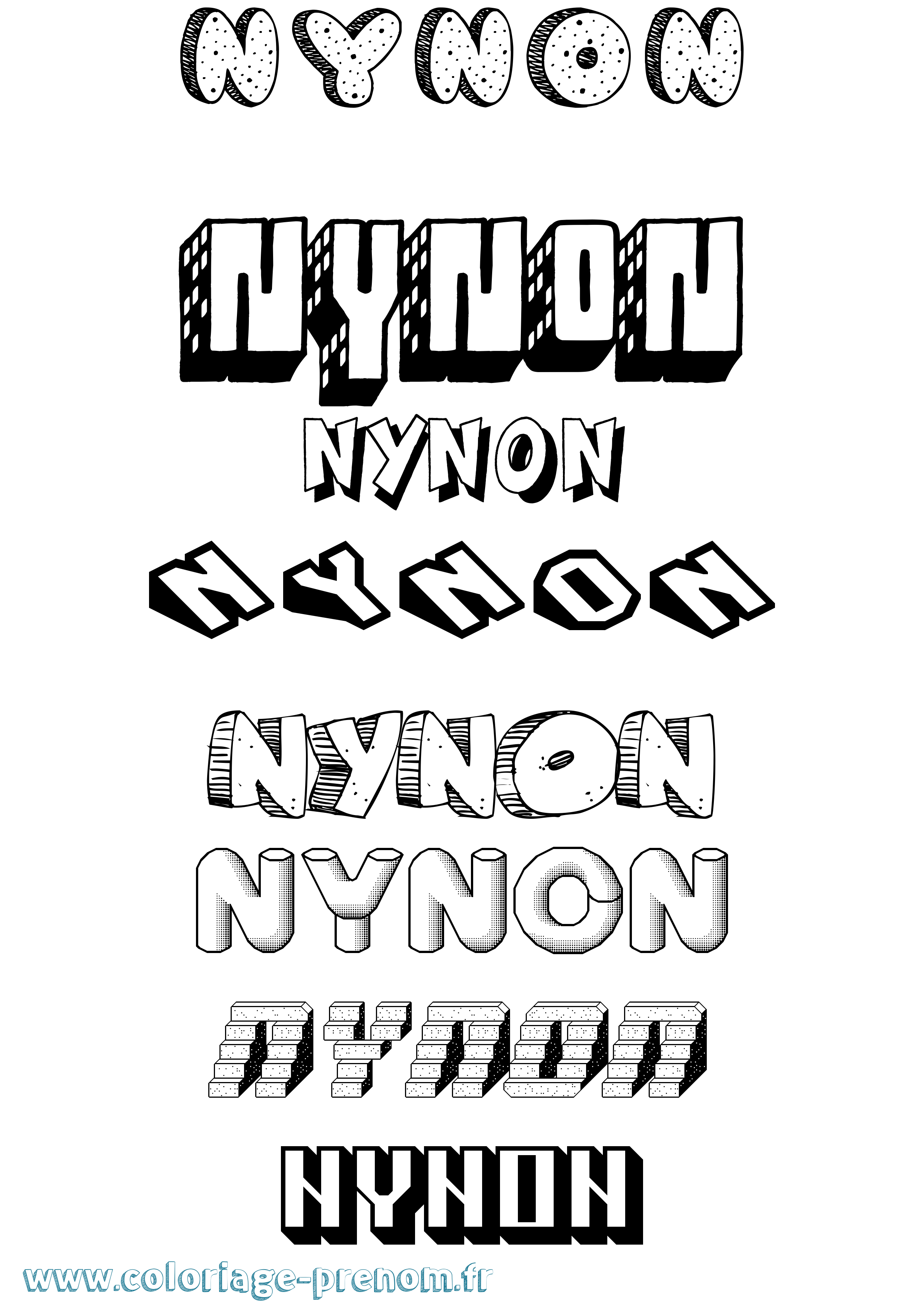 Coloriage Nynon Effet 3D Coloriage prénom Nynon Effet 3D