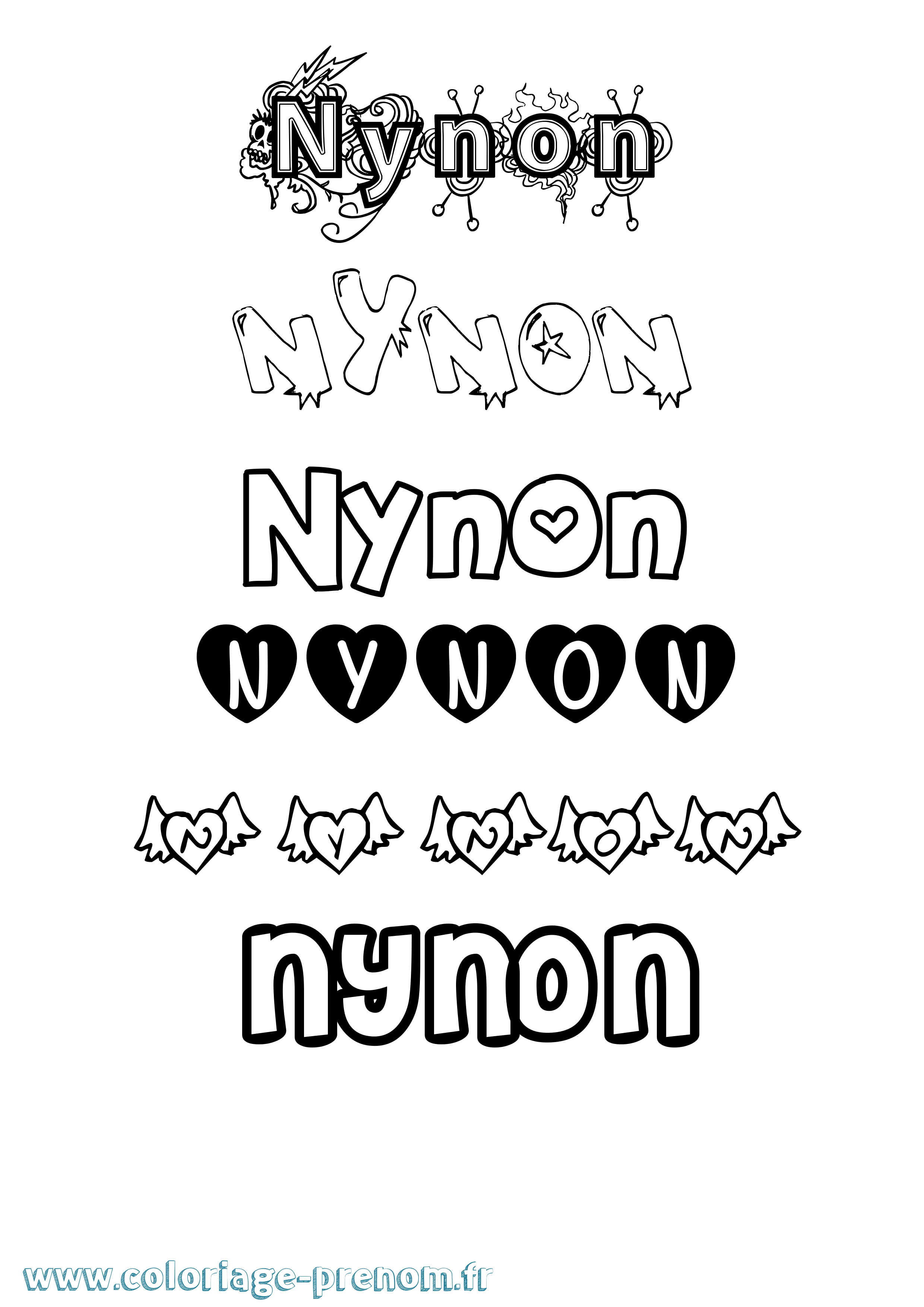 Coloriage Nynon Girly Coloriage prénom Nynon Girly