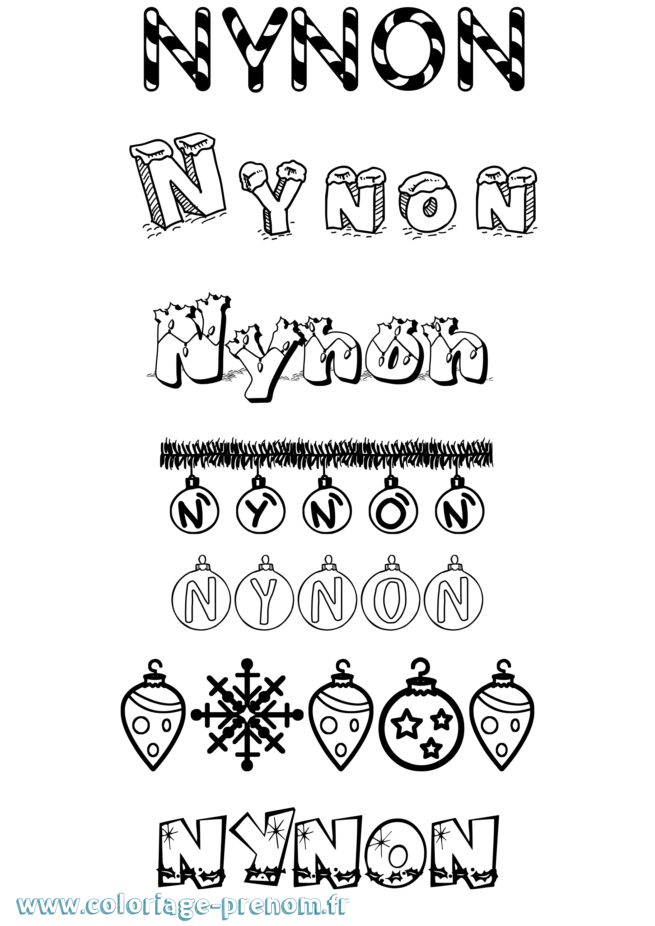 Coloriage Nynon Noël Coloriage prénom Nynon Noël