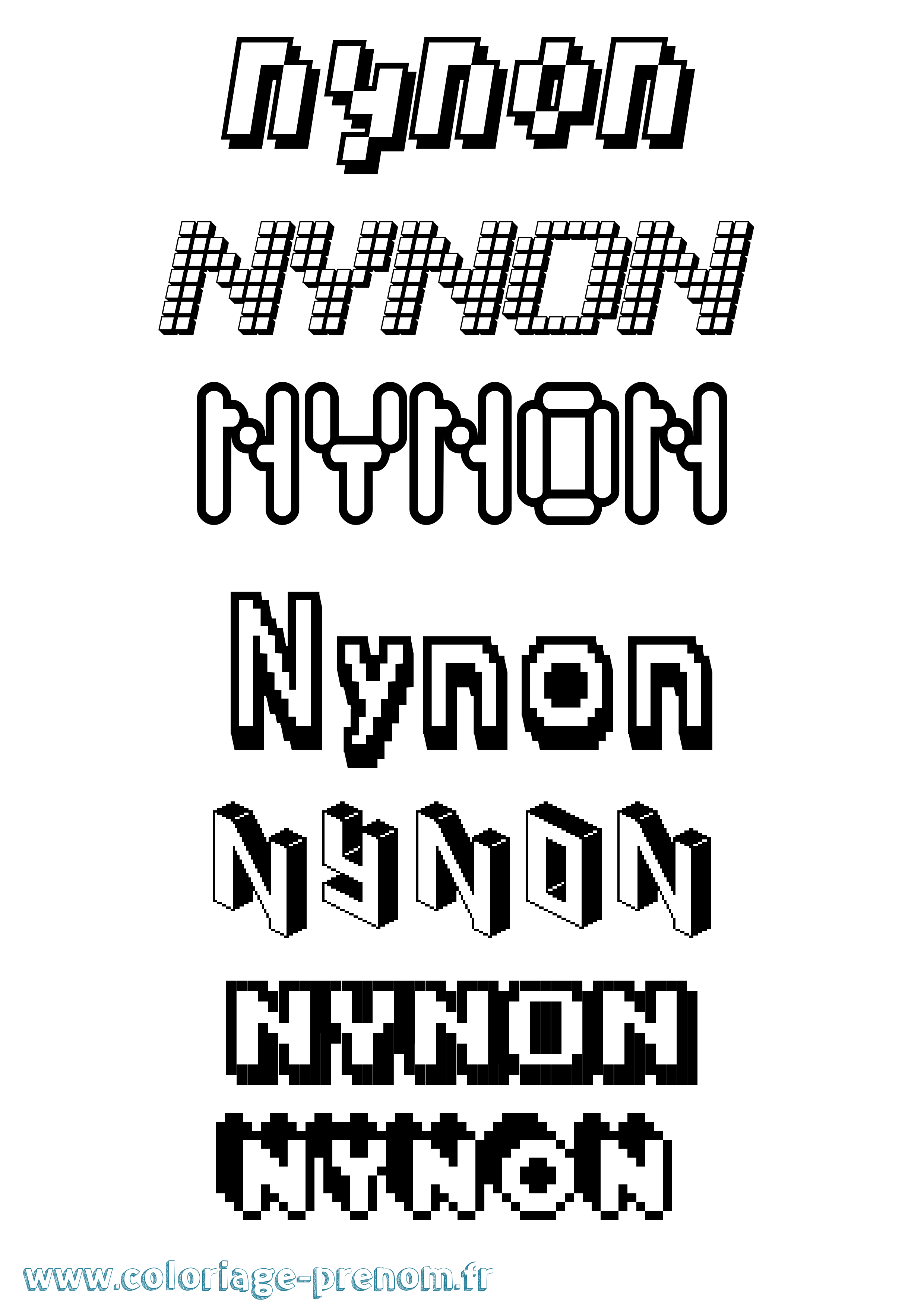 Coloriage Nynon Pixel Coloriage prénom Nynon Pixel