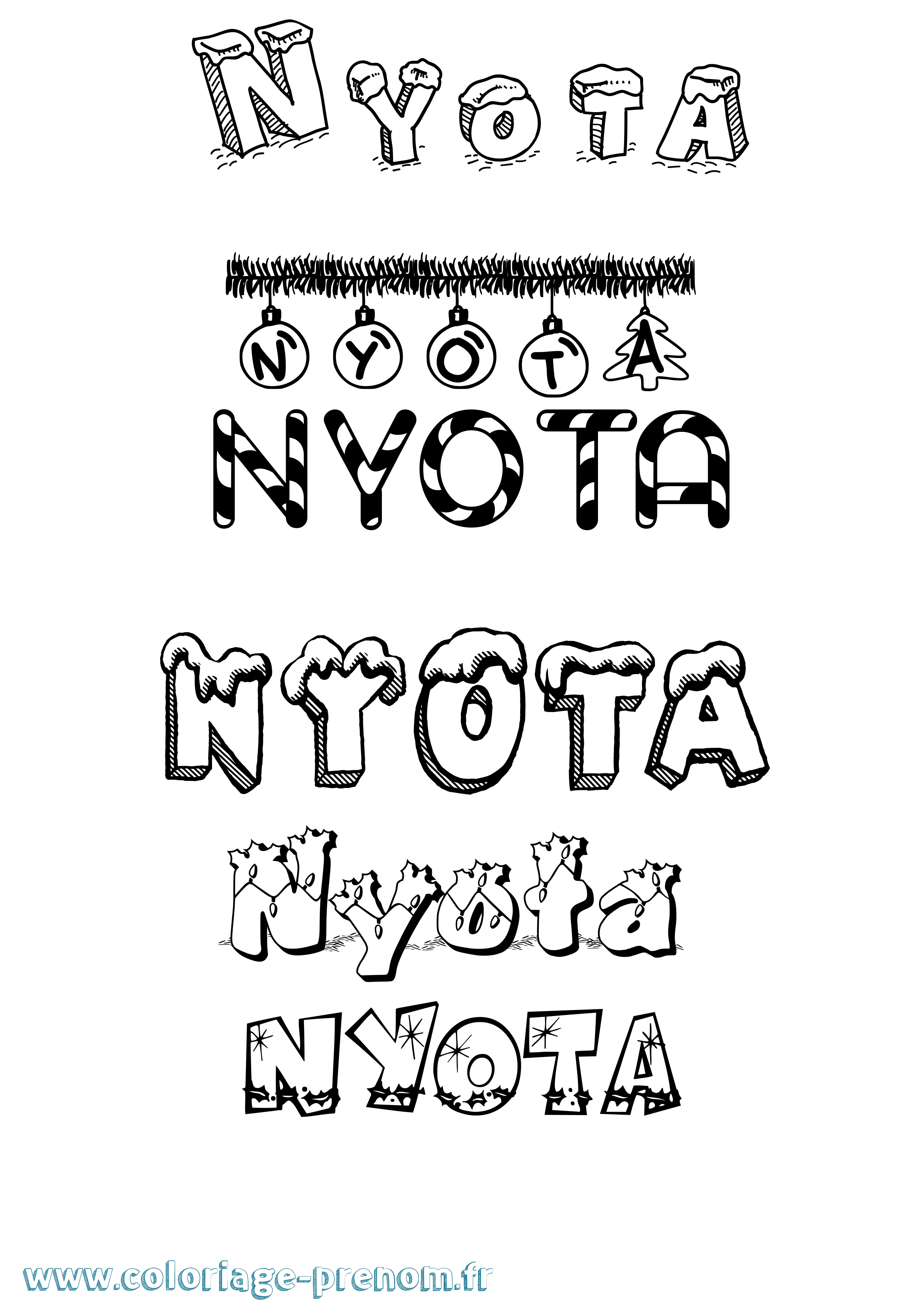 Coloriage Nyota Noël Coloriage prénom Nyota Noël