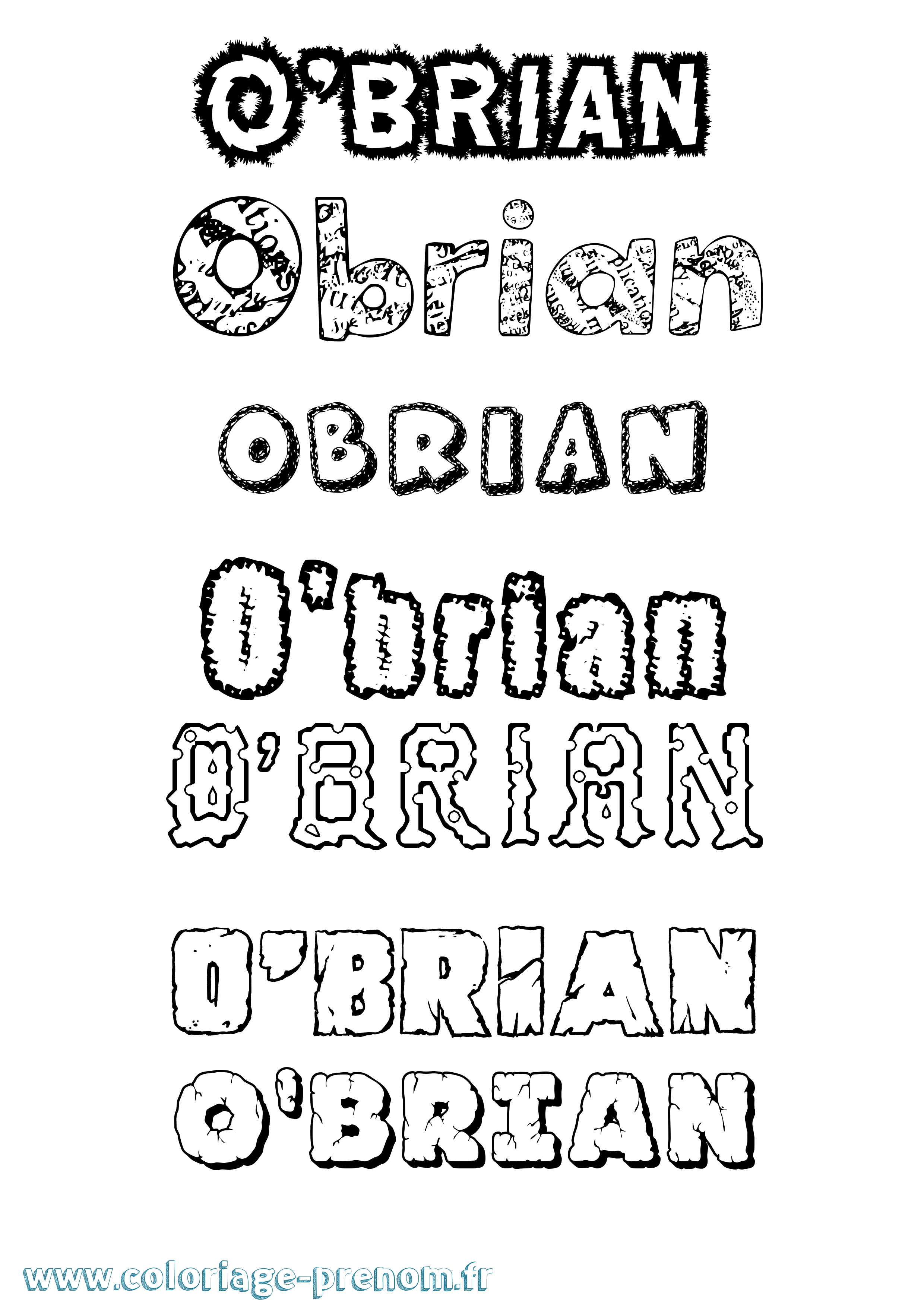 Coloriage O'Brian Destructuré Coloriage prénom O'Brian Destructuré