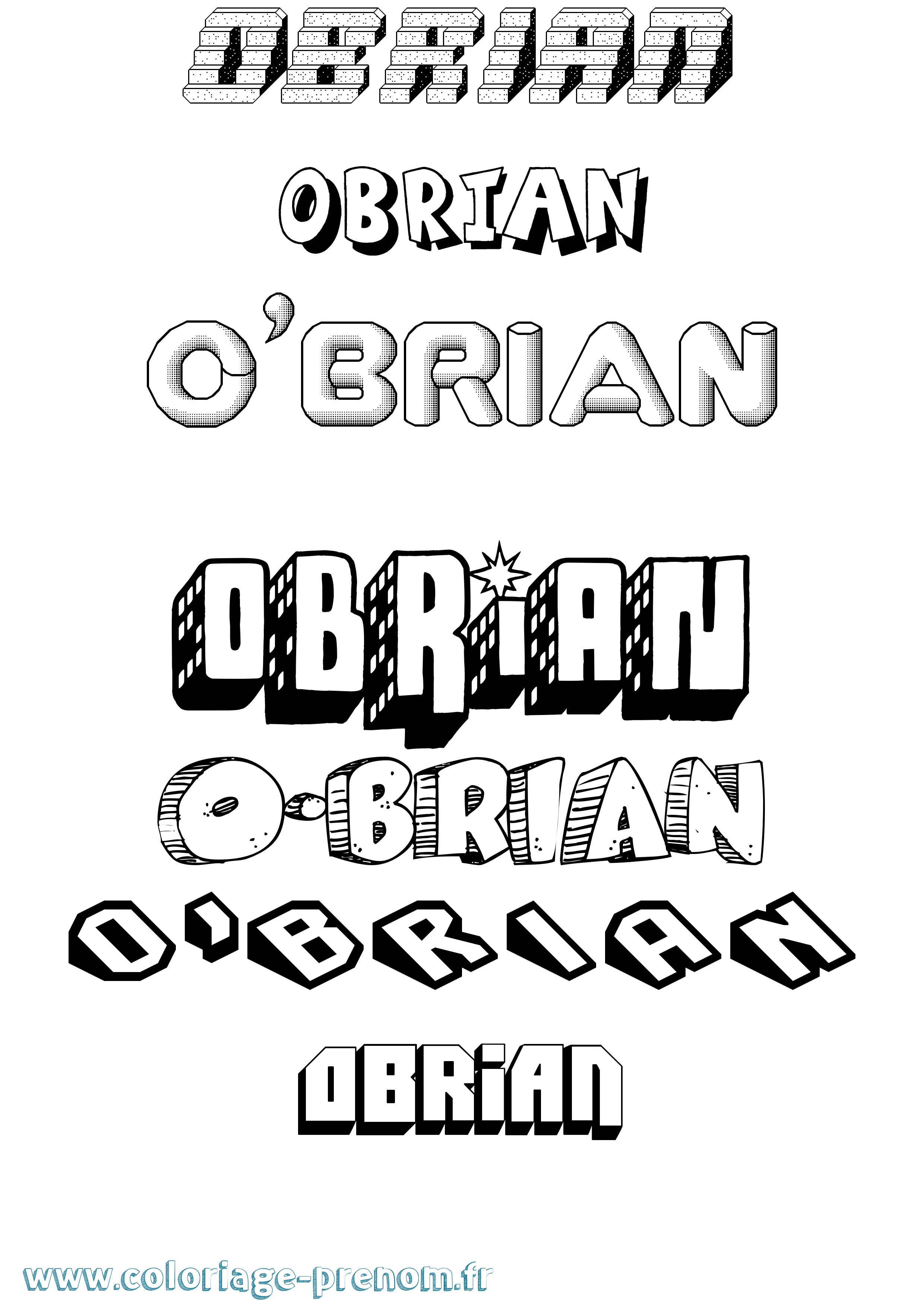 Coloriage O'Brian Effet 3D Coloriage prénom O'Brian Effet 3D