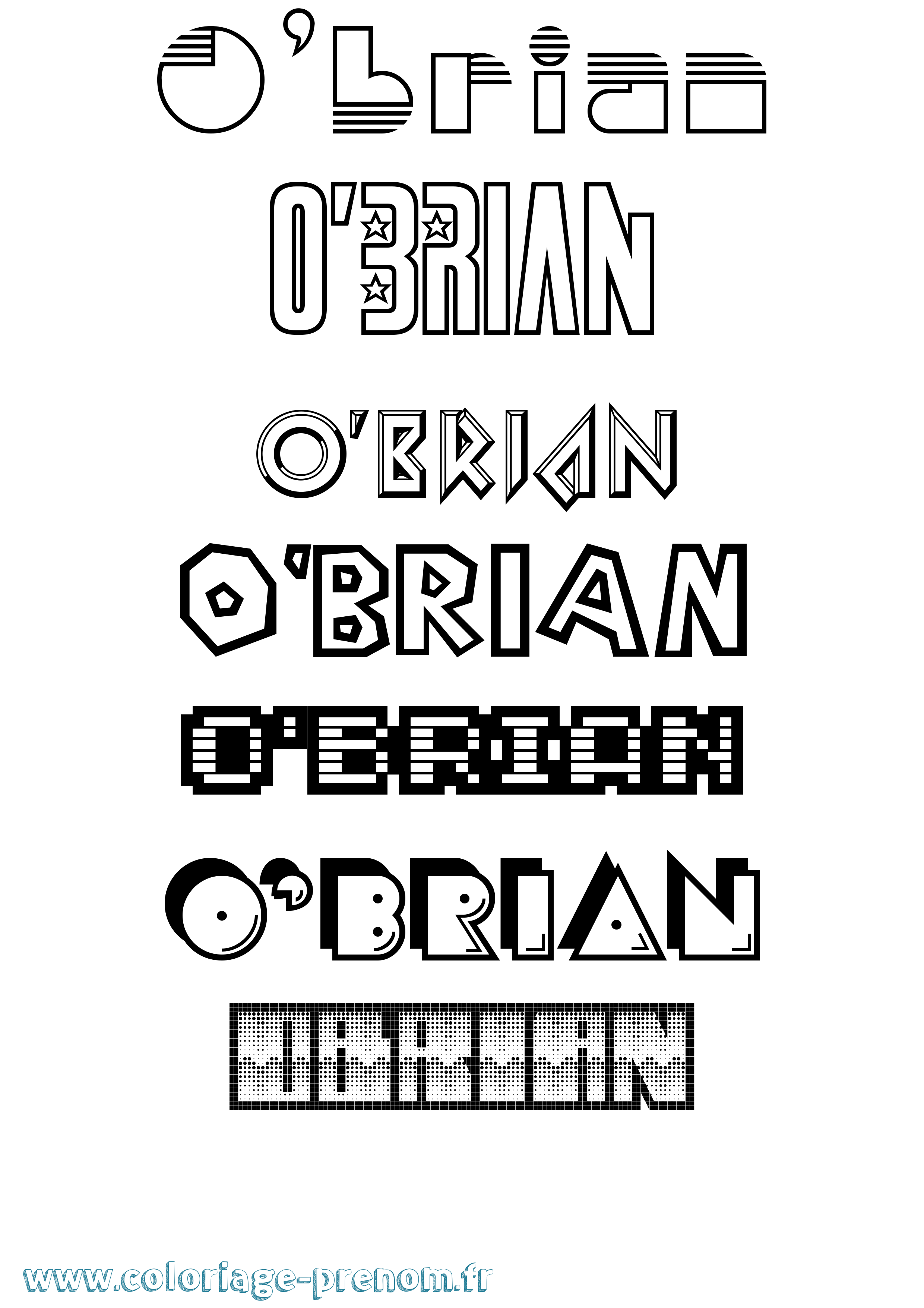 Coloriage O'Brian Jeux Vidéos Coloriage prénom O'Brian Jeux Vidéos