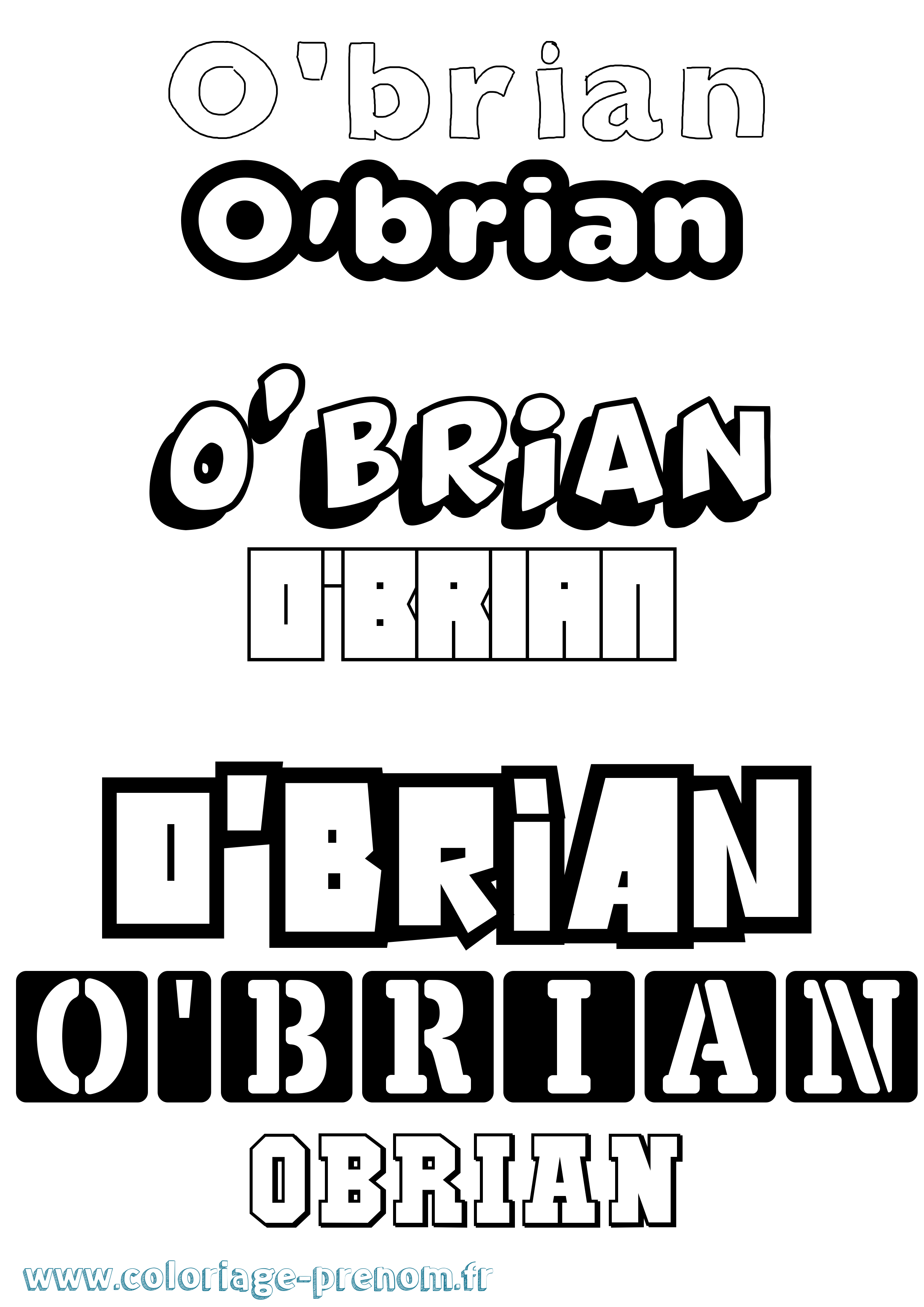 Coloriage O'Brian Simple Coloriage prénom O'Brian Simple