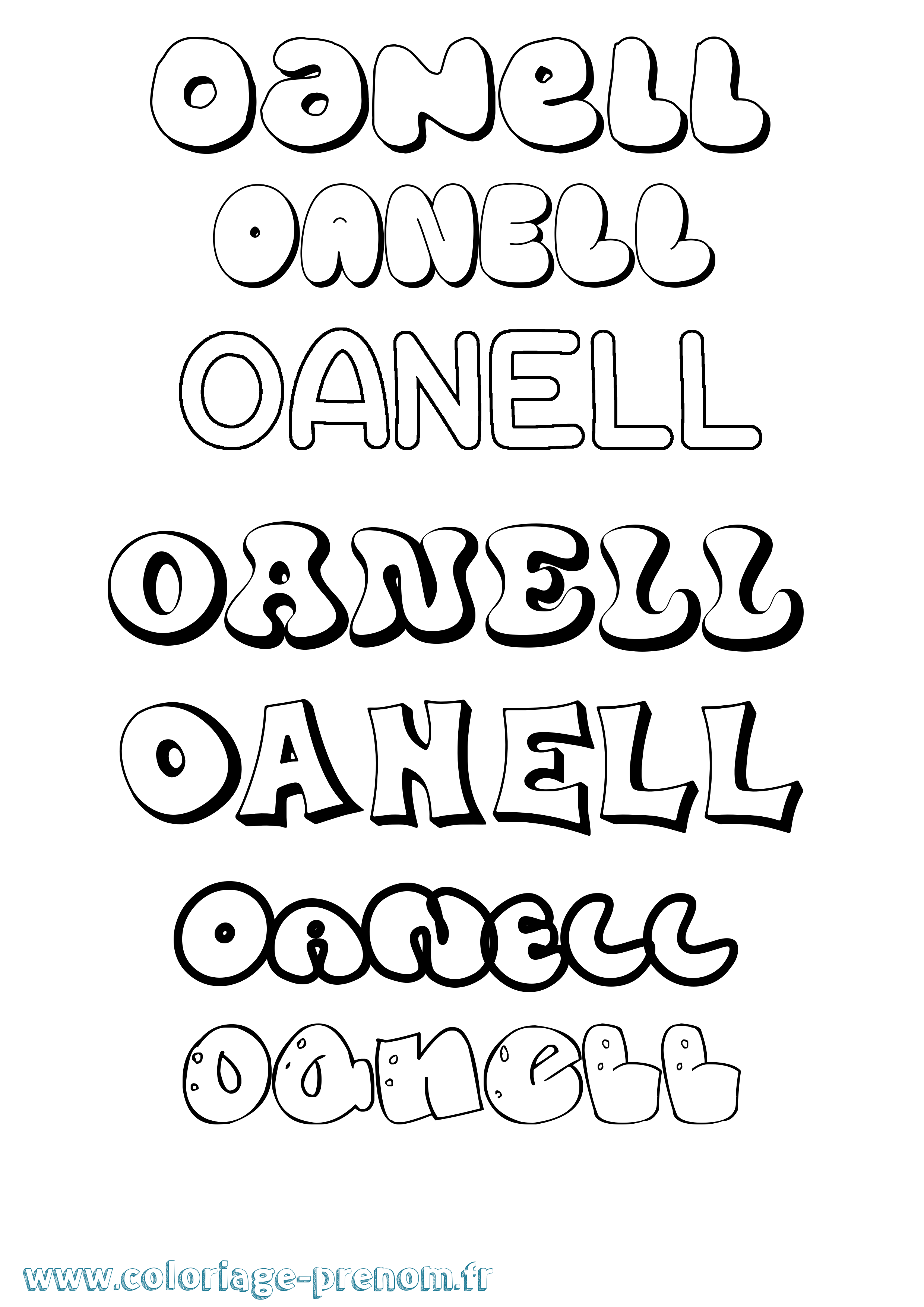 Coloriage Oanell Bubble Coloriage prénom Oanell Bubble