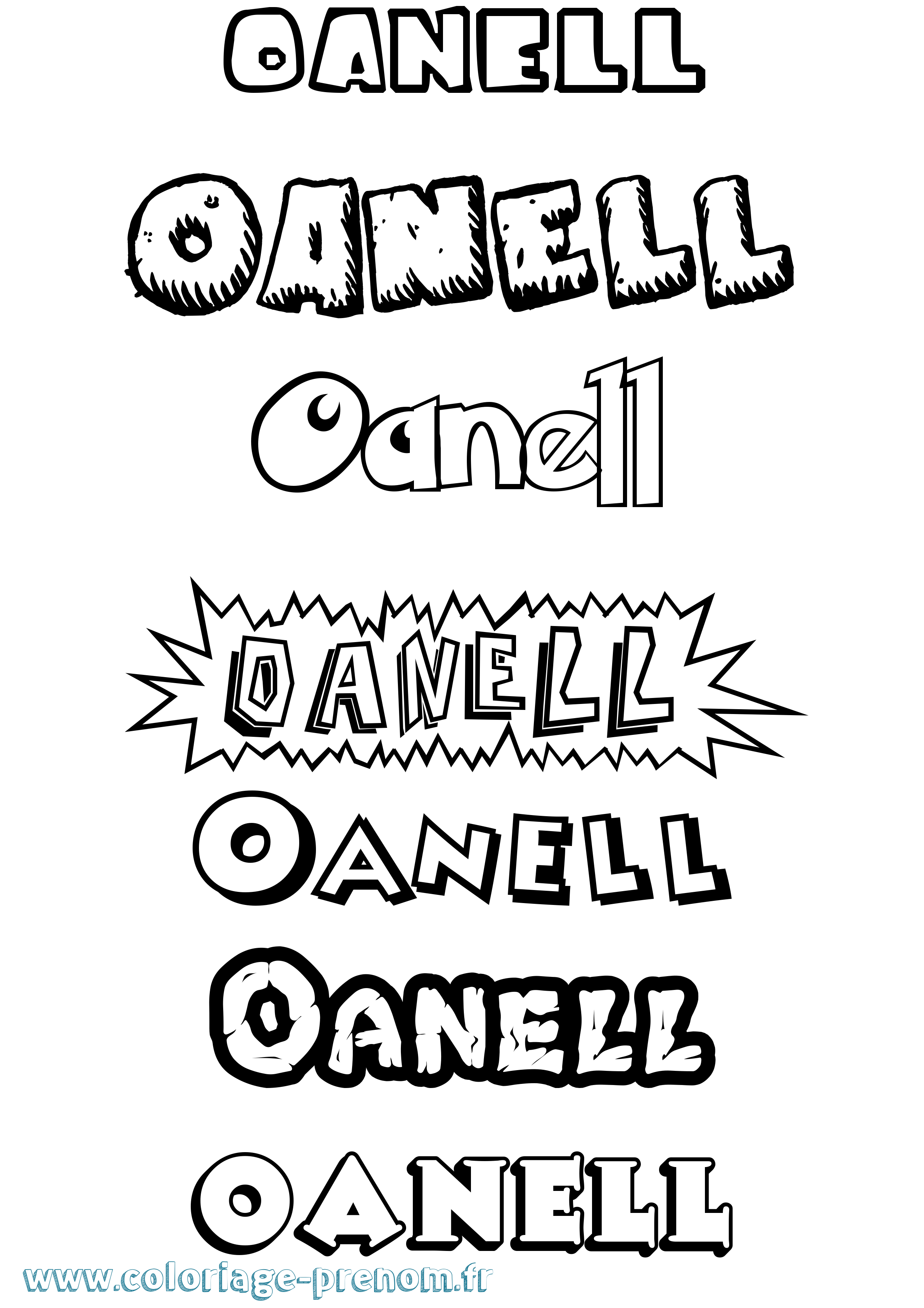 Coloriage Oanell Dessin Animé Coloriage prénom Oanell Dessin Animé