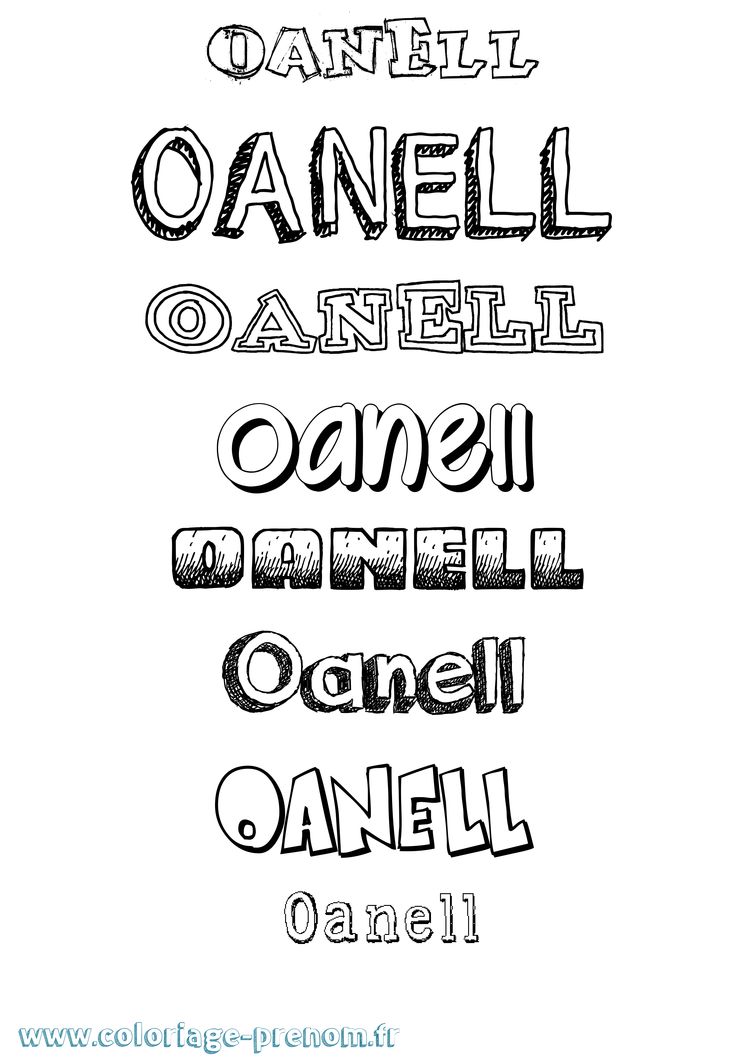 Coloriage Oanell Dessiné Coloriage prénom Oanell Dessiné