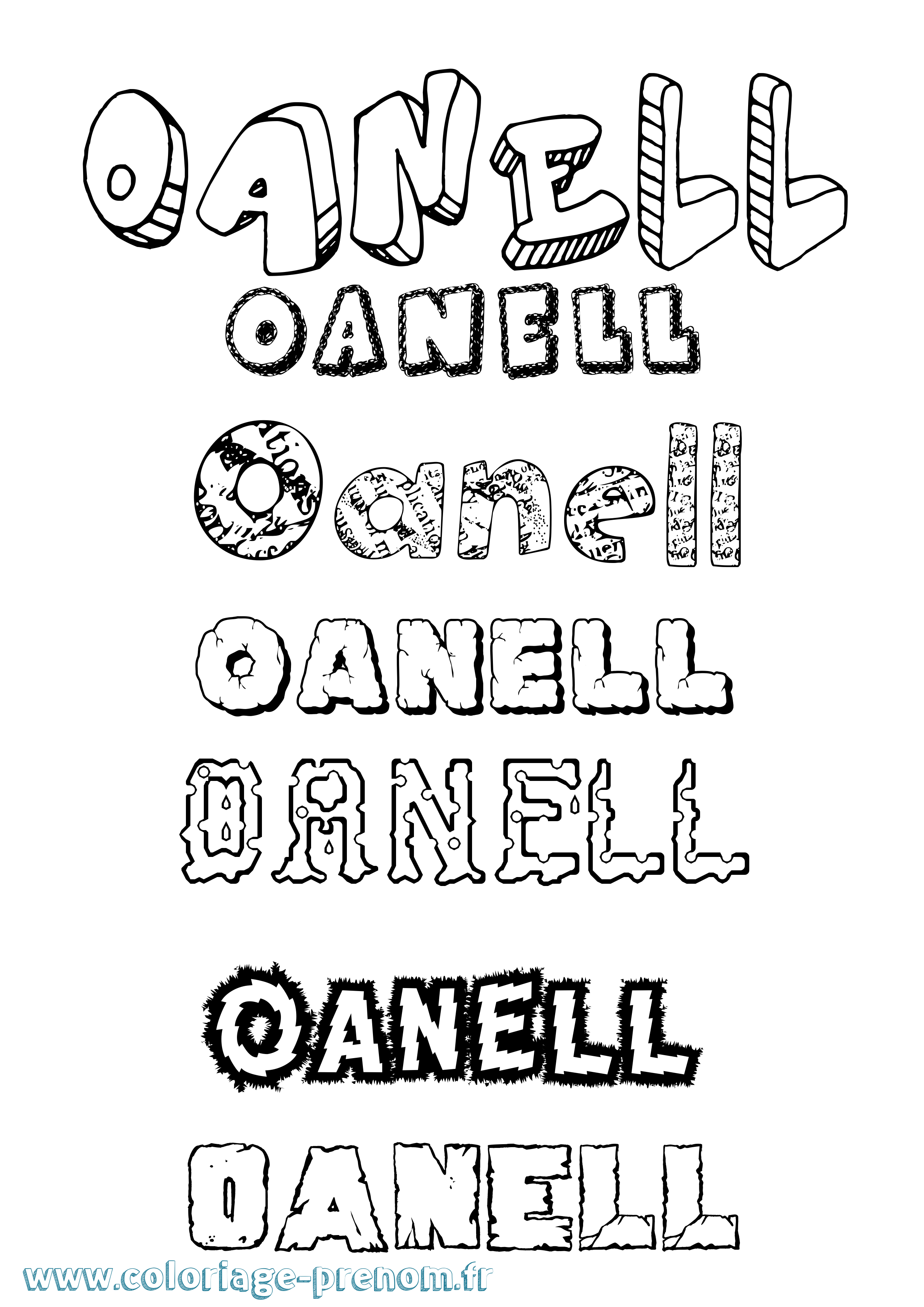 Coloriage Oanell Destructuré Coloriage prénom Oanell Destructuré