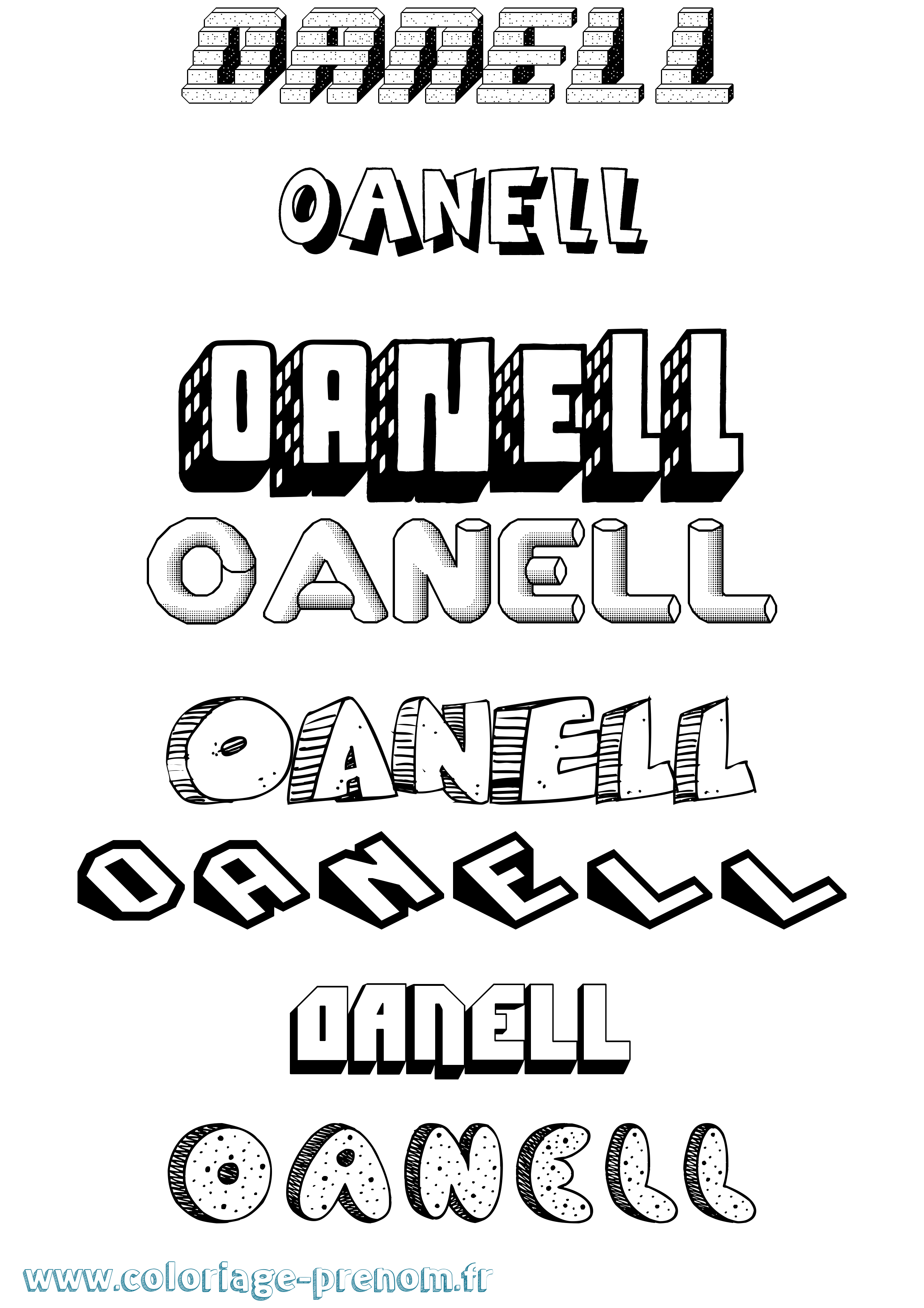 Coloriage Oanell Effet 3D Coloriage prénom Oanell Effet 3D