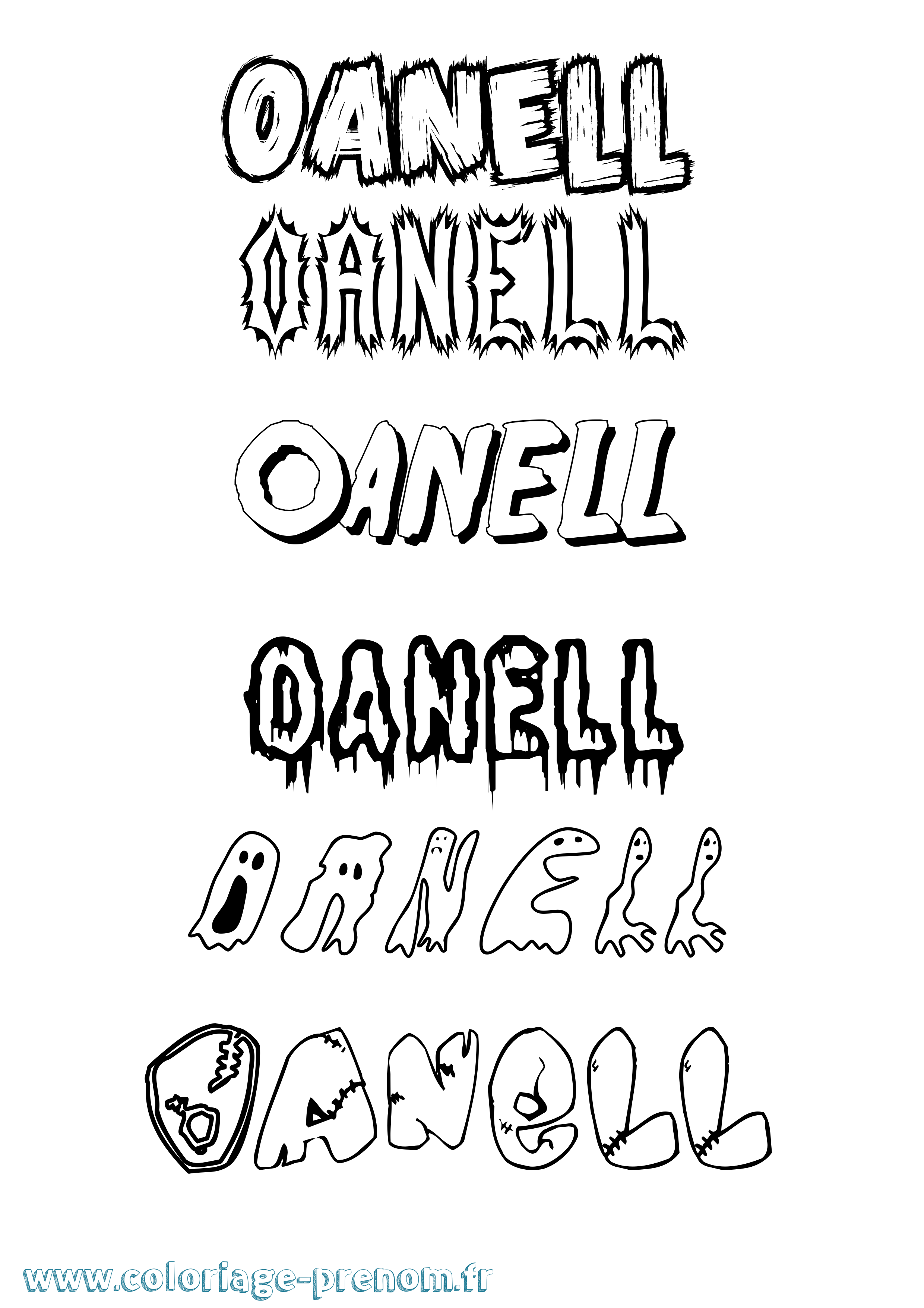 Coloriage Oanell Frisson Coloriage prénom Oanell Frisson
