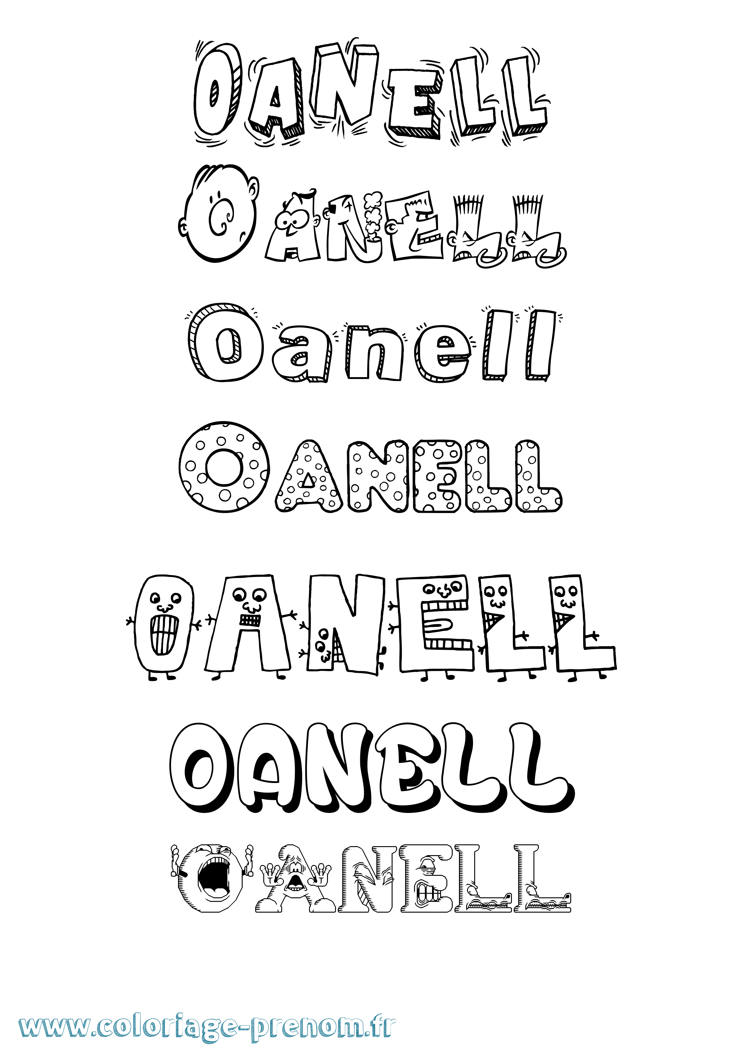 Coloriage Oanell Fun Coloriage prénom Oanell Fun